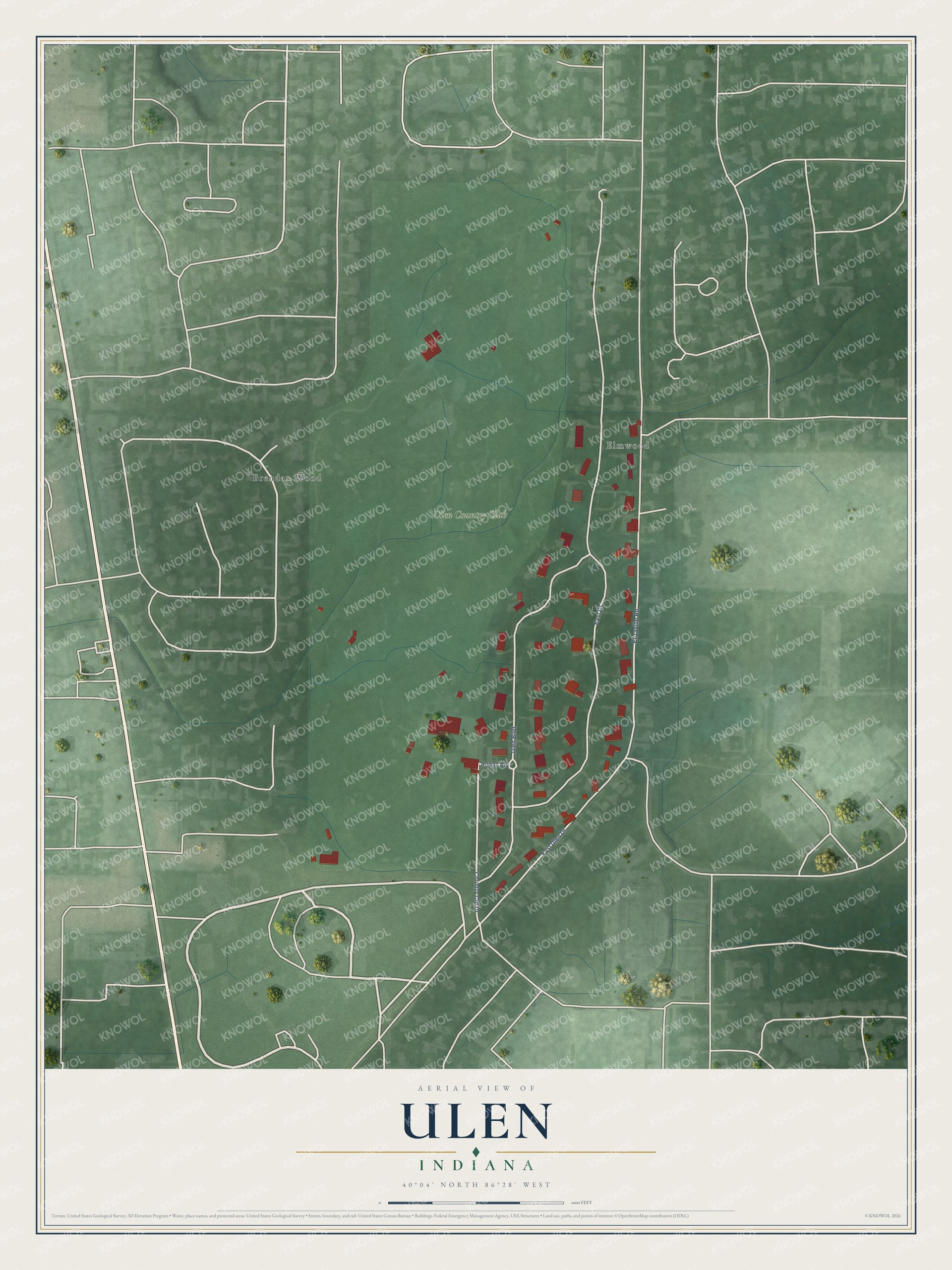 Watermarked full-map preview of Ulen, Indiana