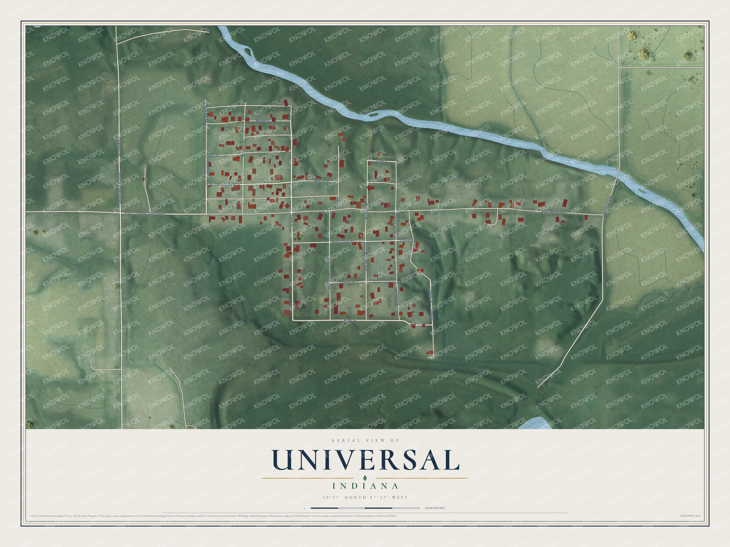 Watermarked full-map preview of Universal, Indiana