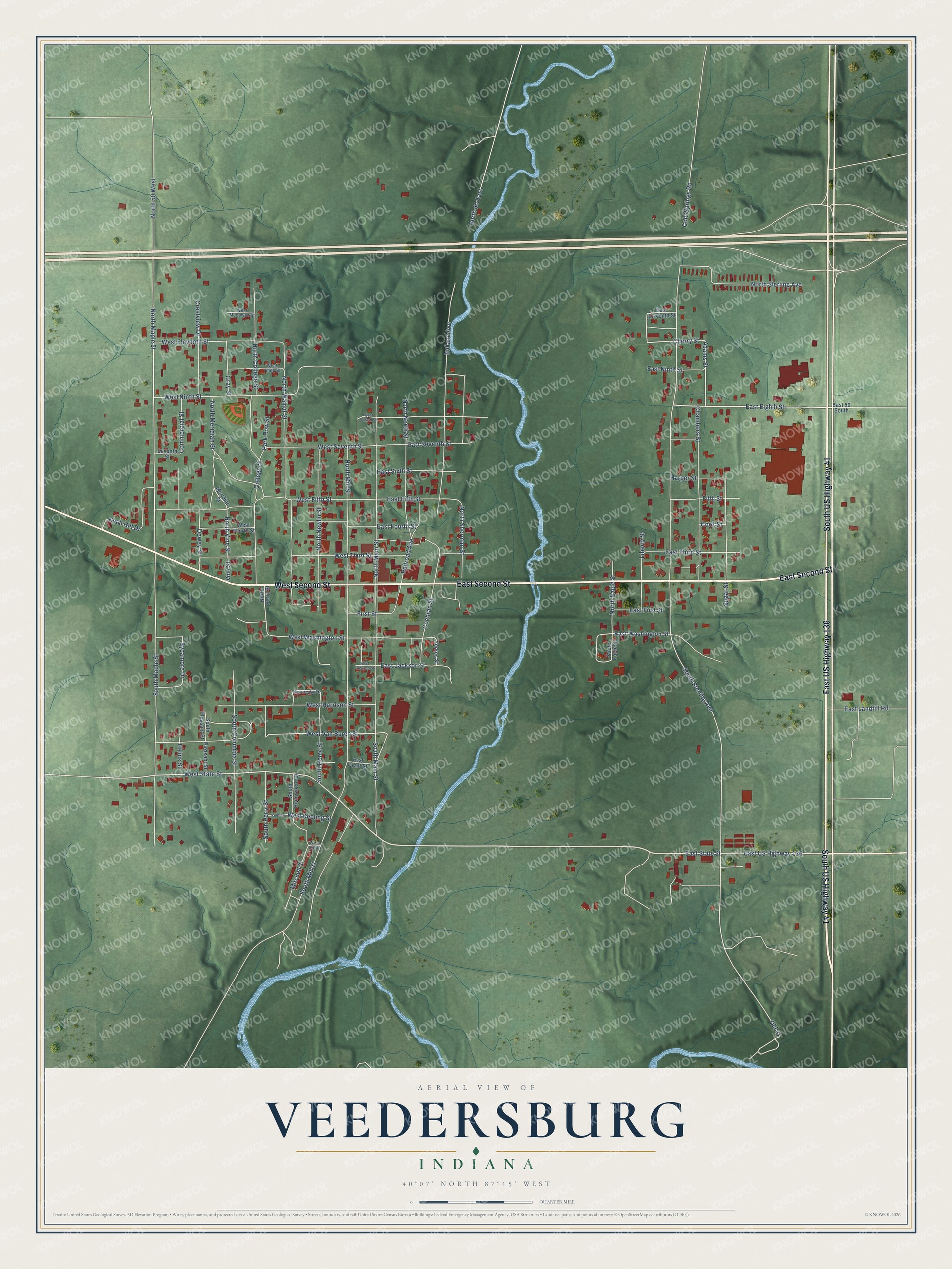 Watermarked full-map preview of Veedersburg, Indiana