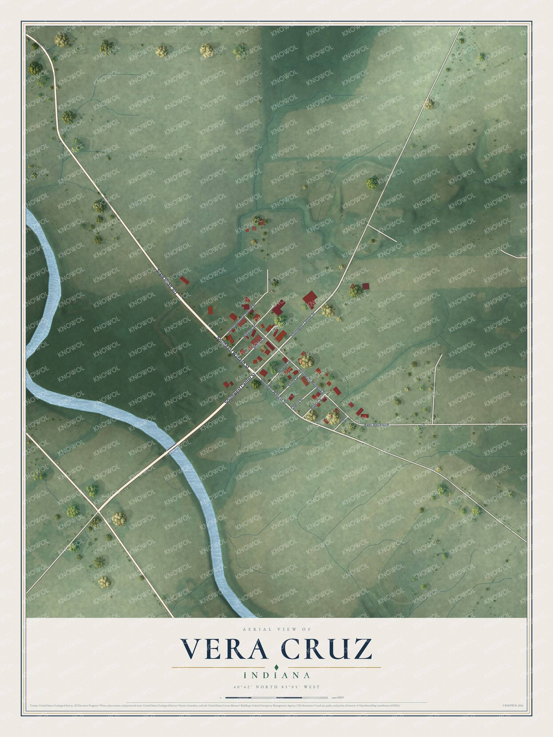 Watermarked full-map preview of Vera Cruz, Indiana