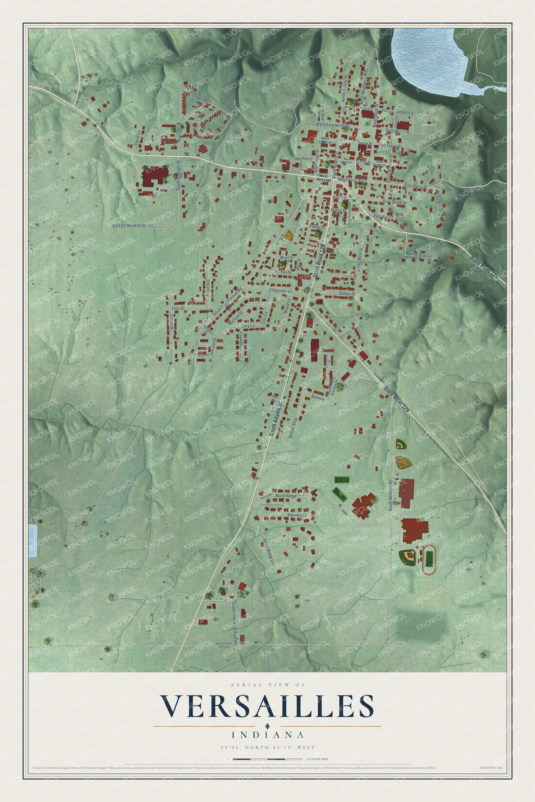 Watermarked full-map preview of Versailles, Indiana