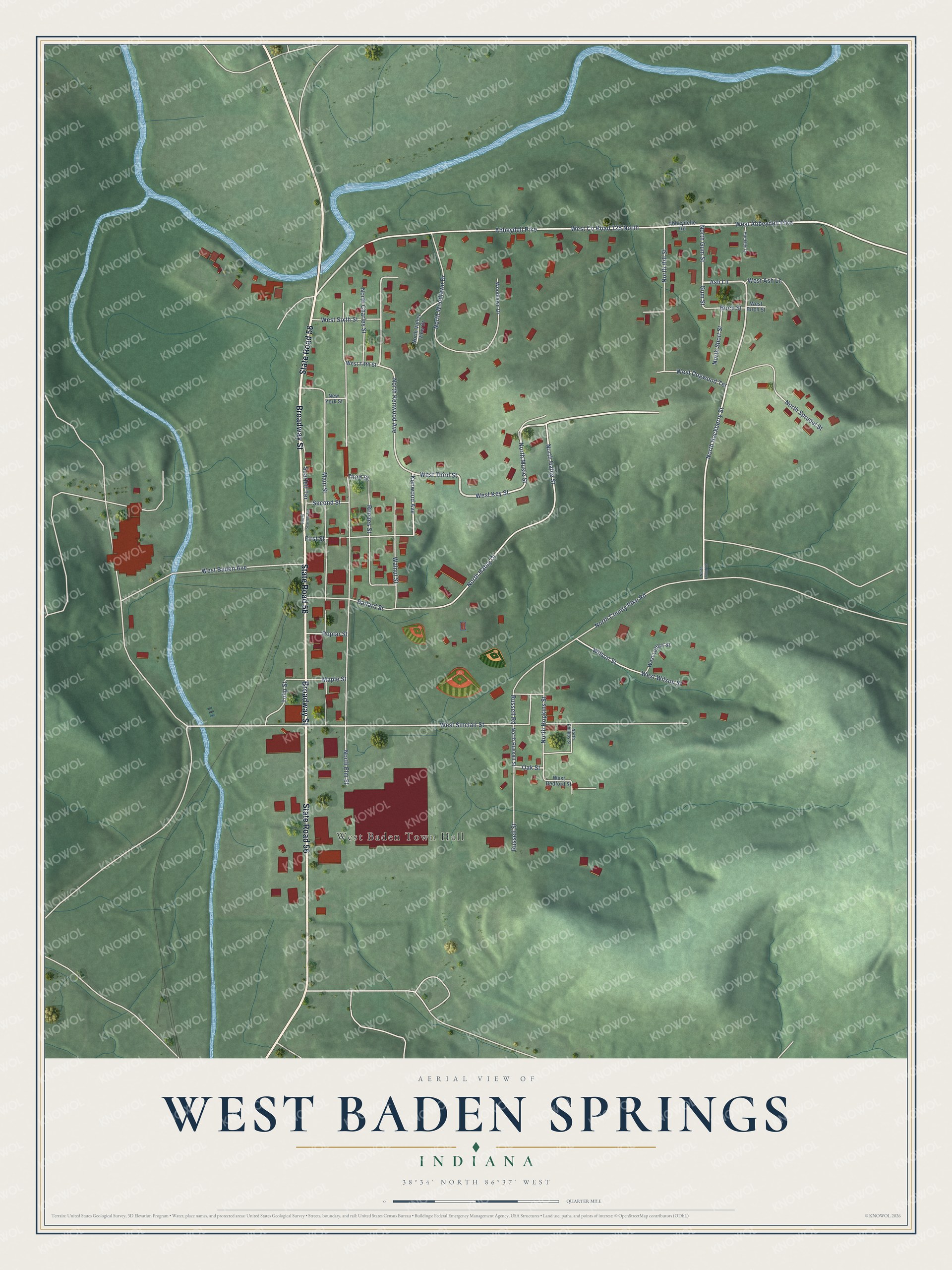 Watermarked full-map preview of West Baden Springs, Indiana