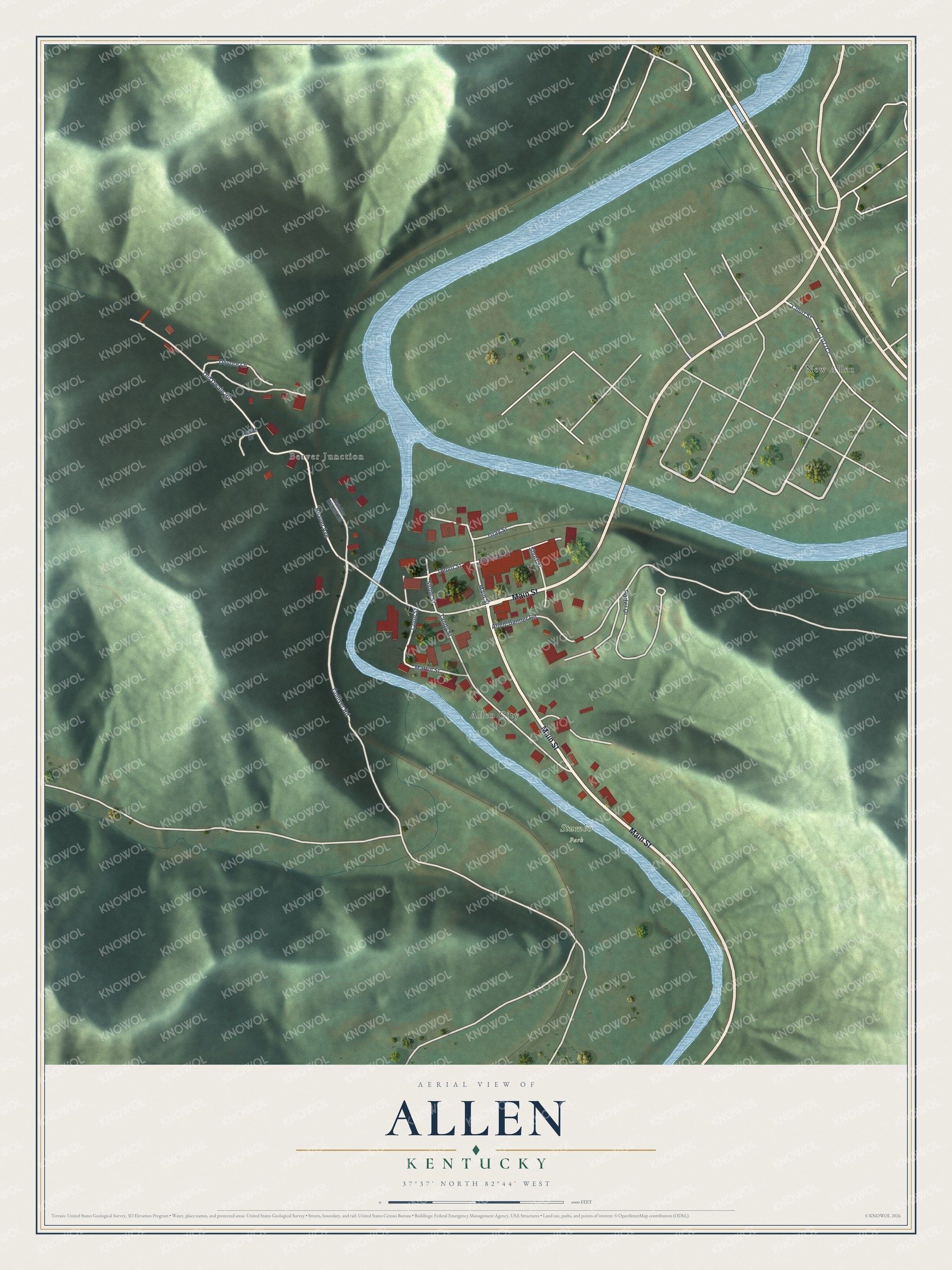 Watermarked full-map preview of Allen, Kentucky
