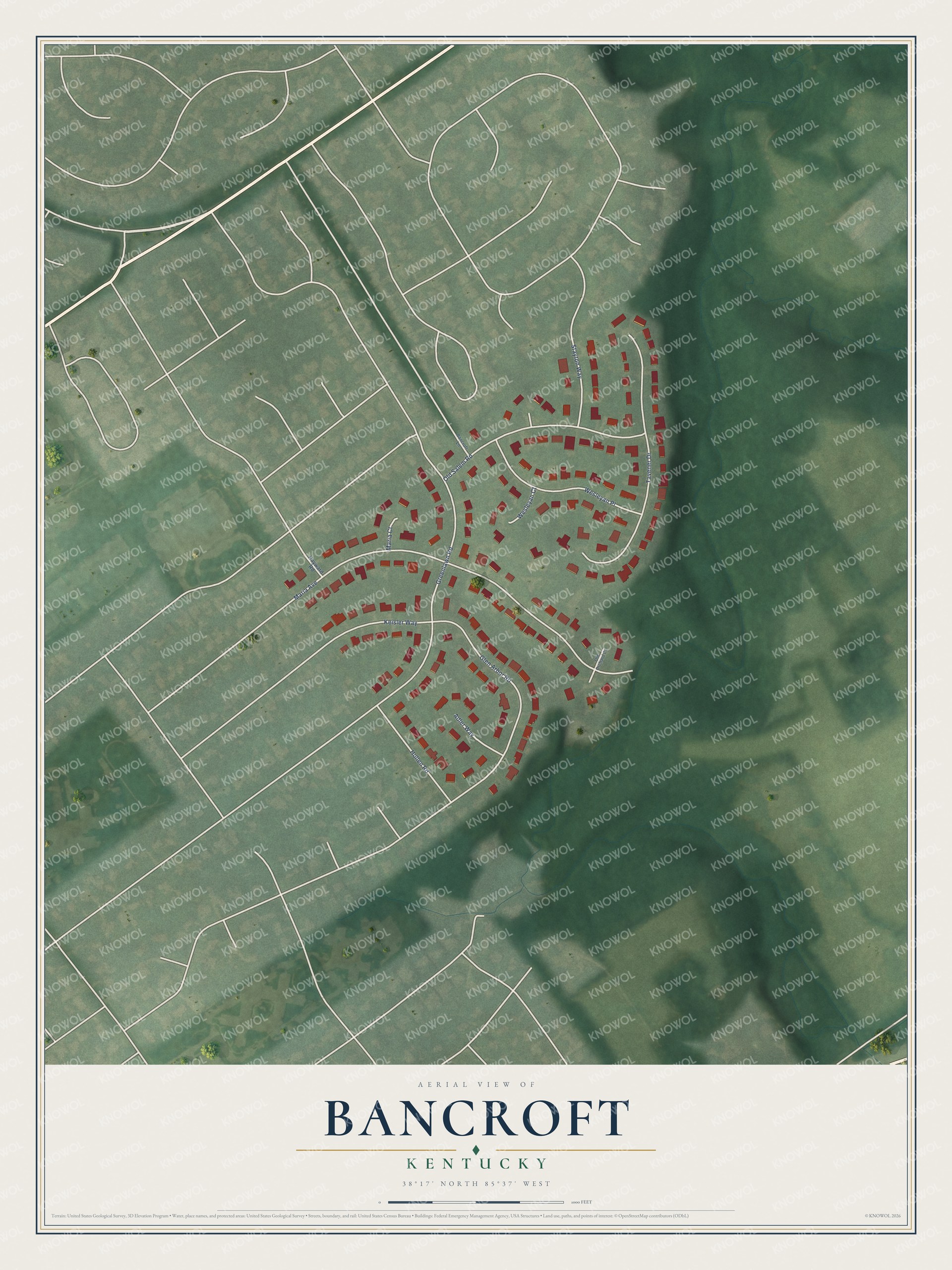 Watermarked full-map preview of Bancroft, Kentucky
