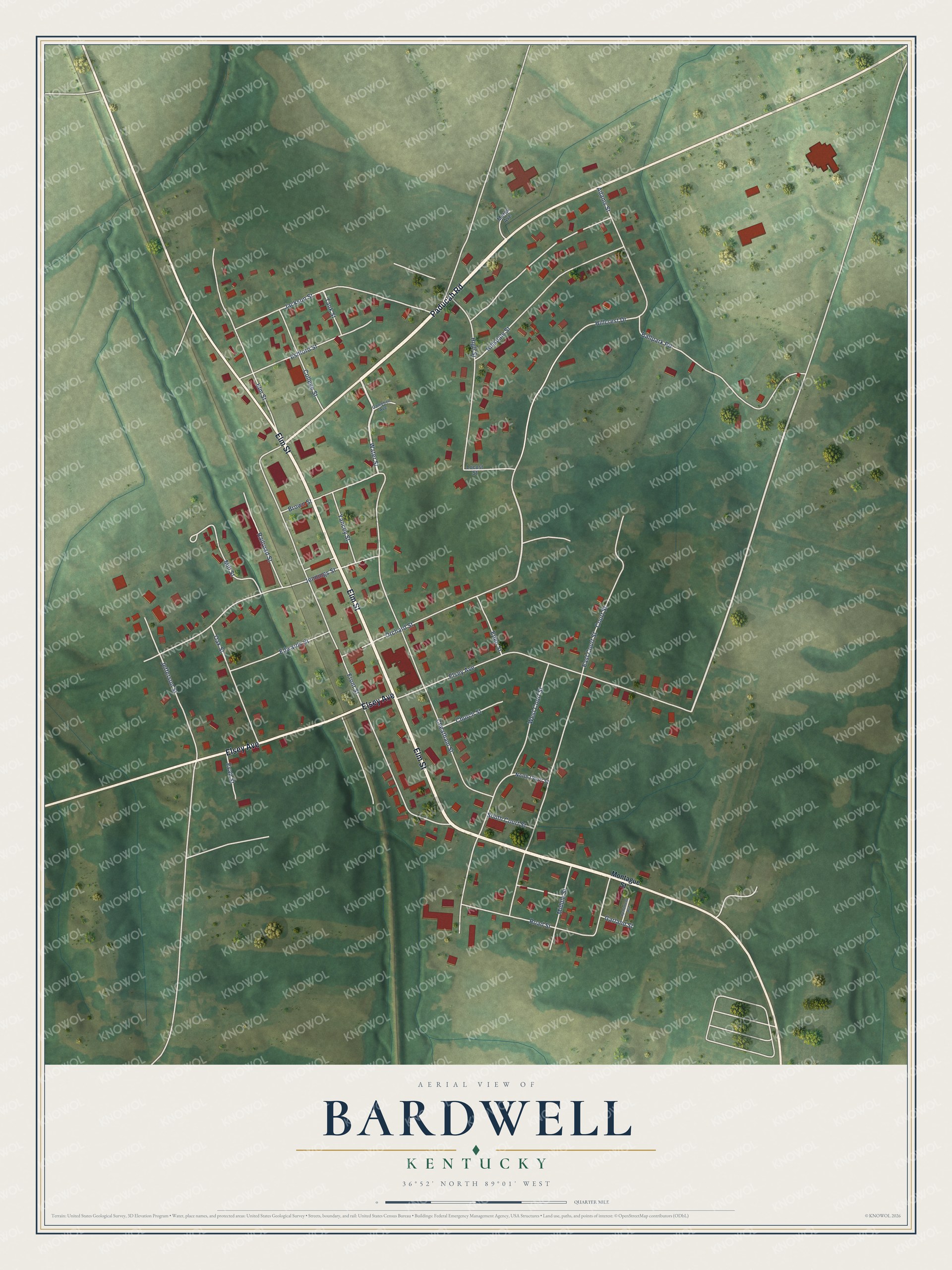 Watermarked full-map preview of Bardwell, Kentucky