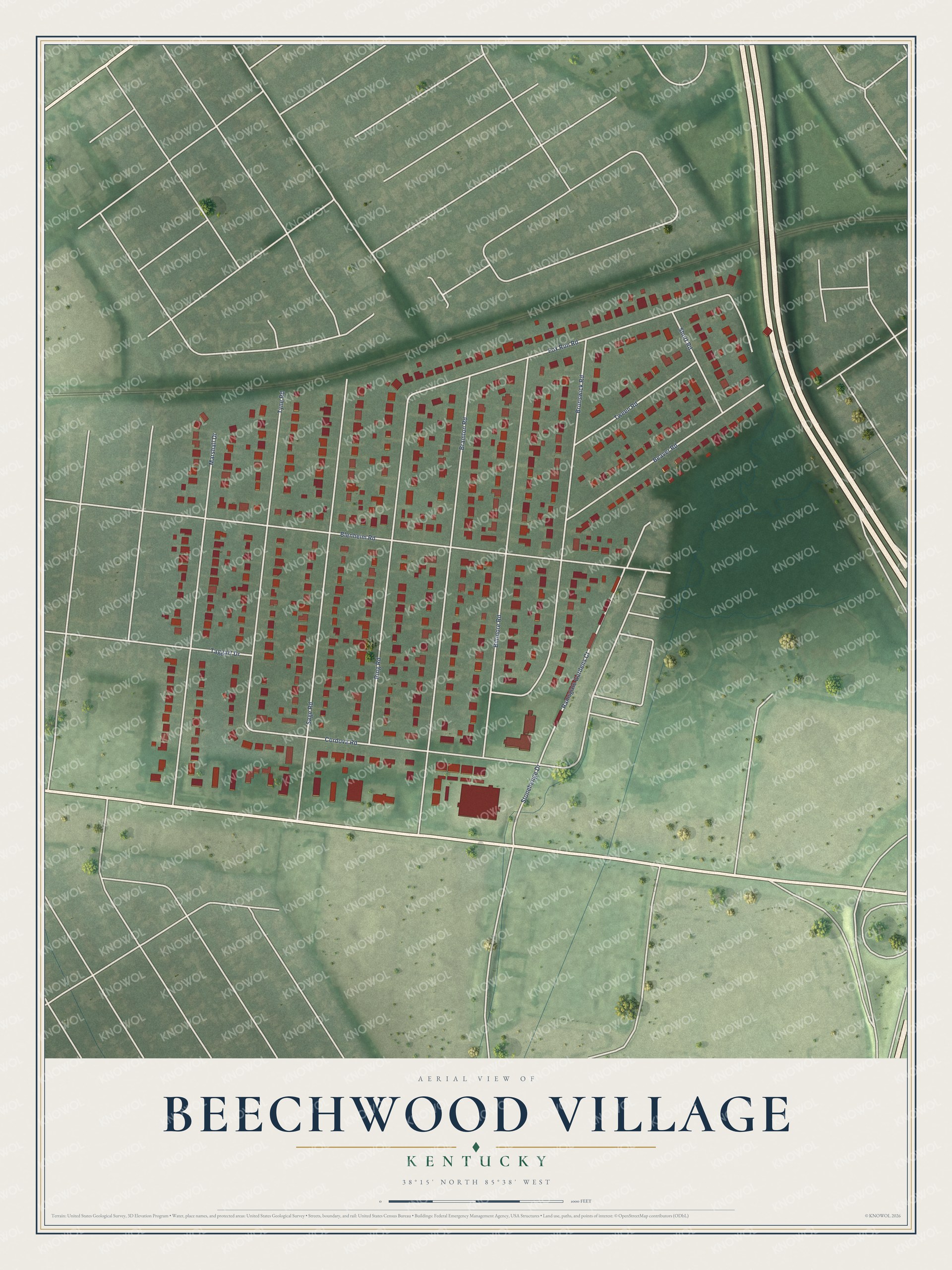 Watermarked full-map preview of Beechwood Village, Kentucky