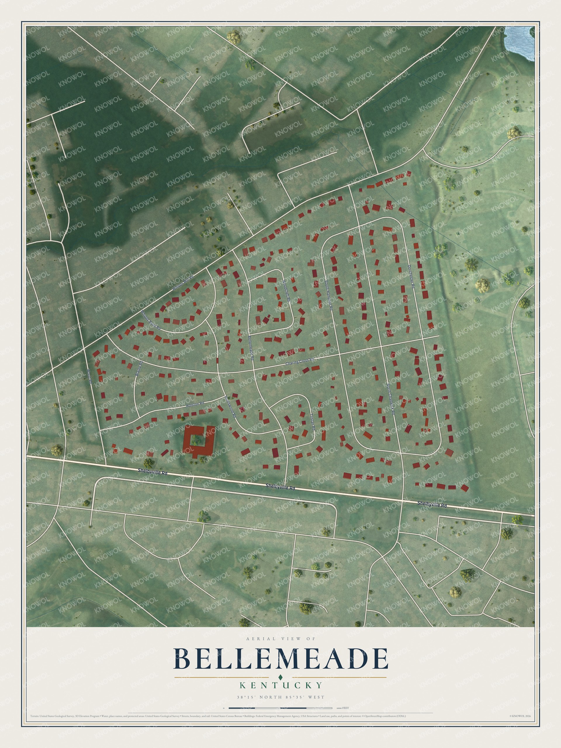 Watermarked full-map preview of Bellemeade, Kentucky