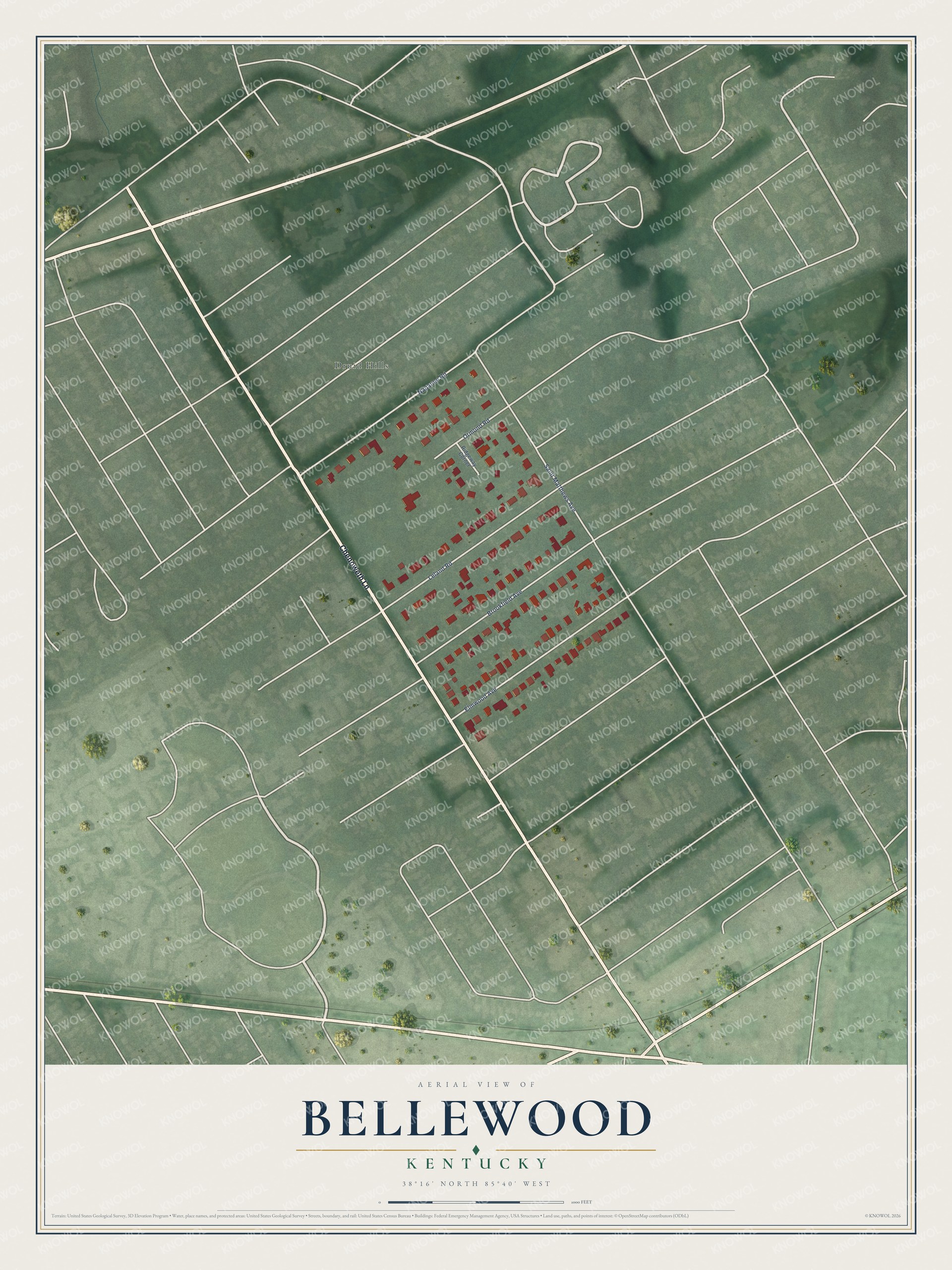 Watermarked full-map preview of Bellewood, Kentucky