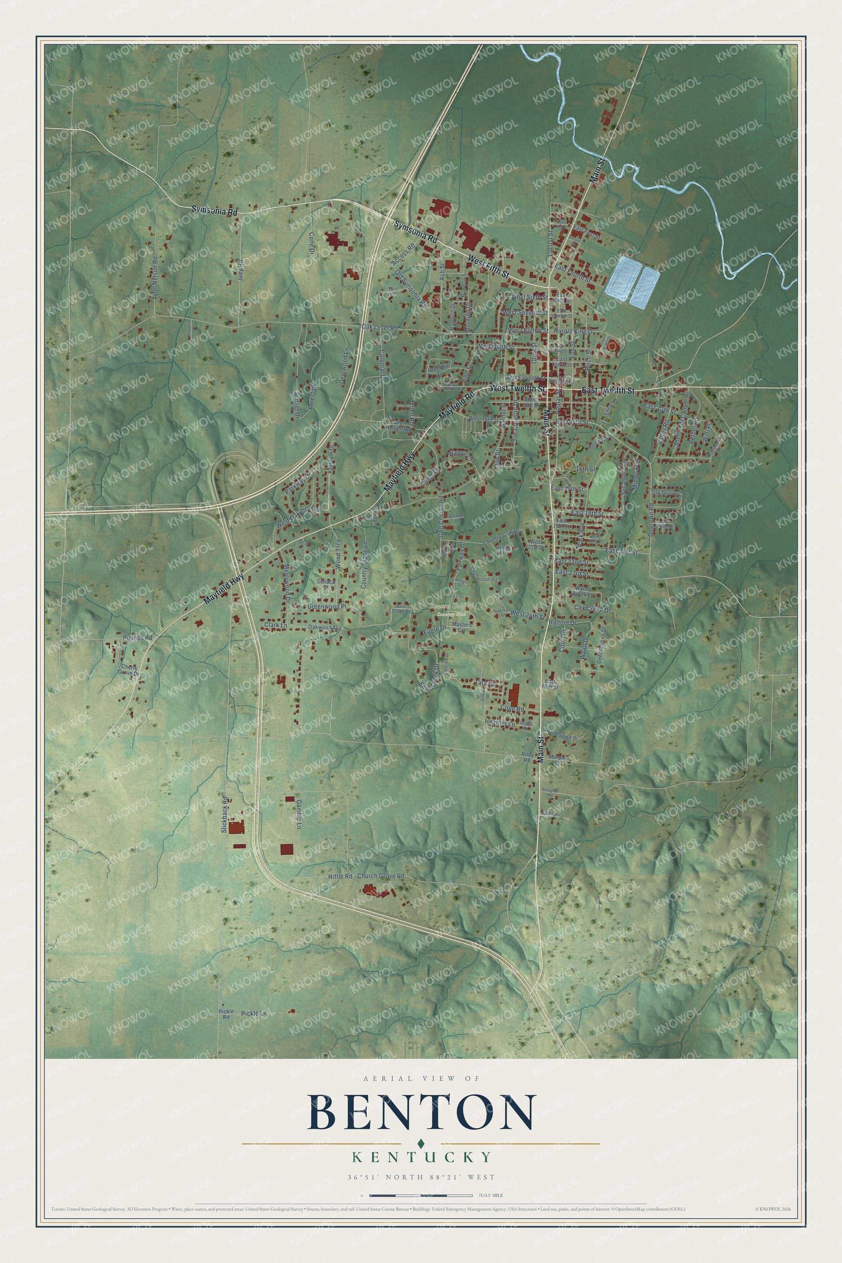Watermarked full-map preview of Benton, Kentucky