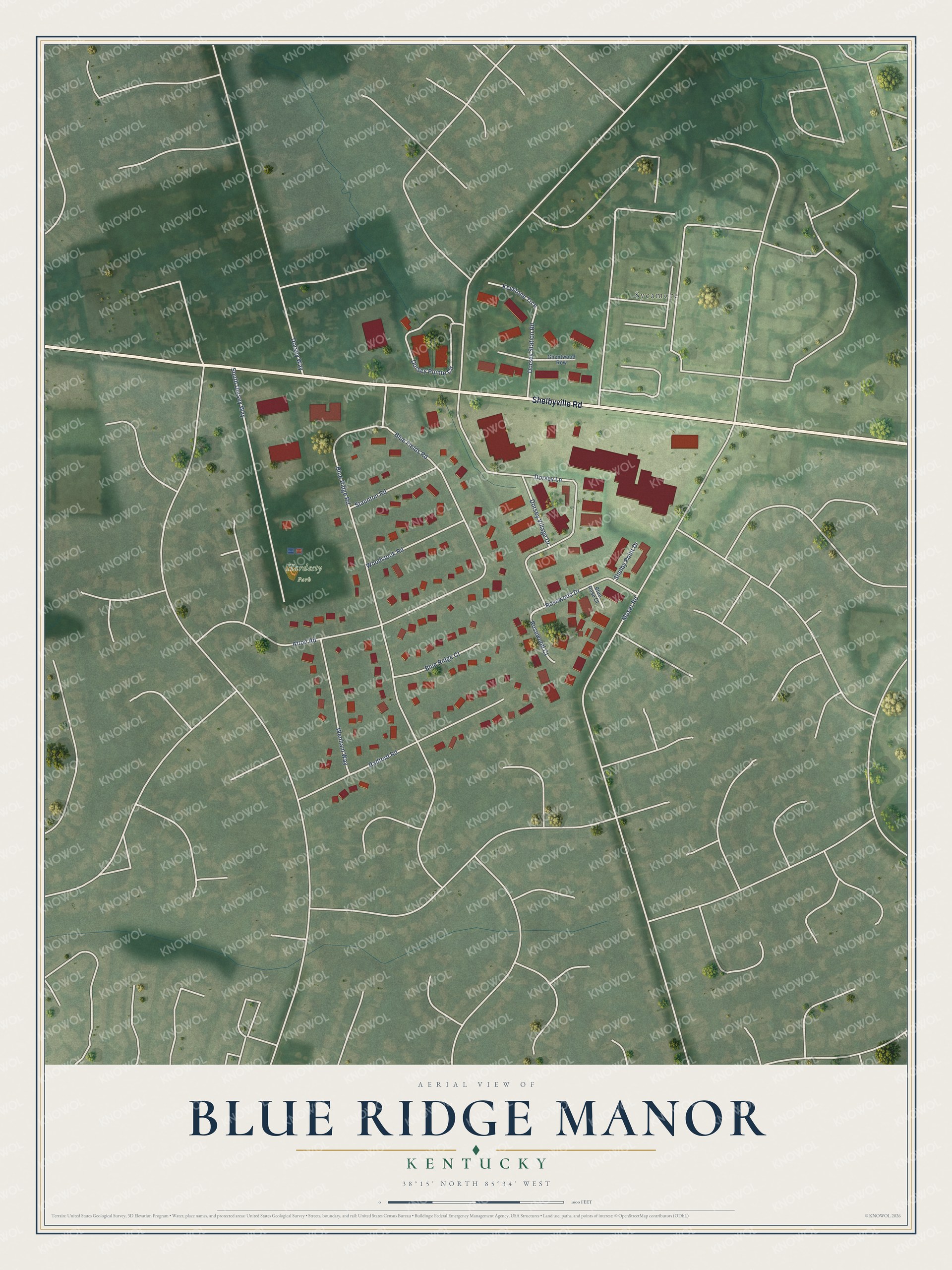 Watermarked full-map preview of Blue Ridge Manor, Kentucky