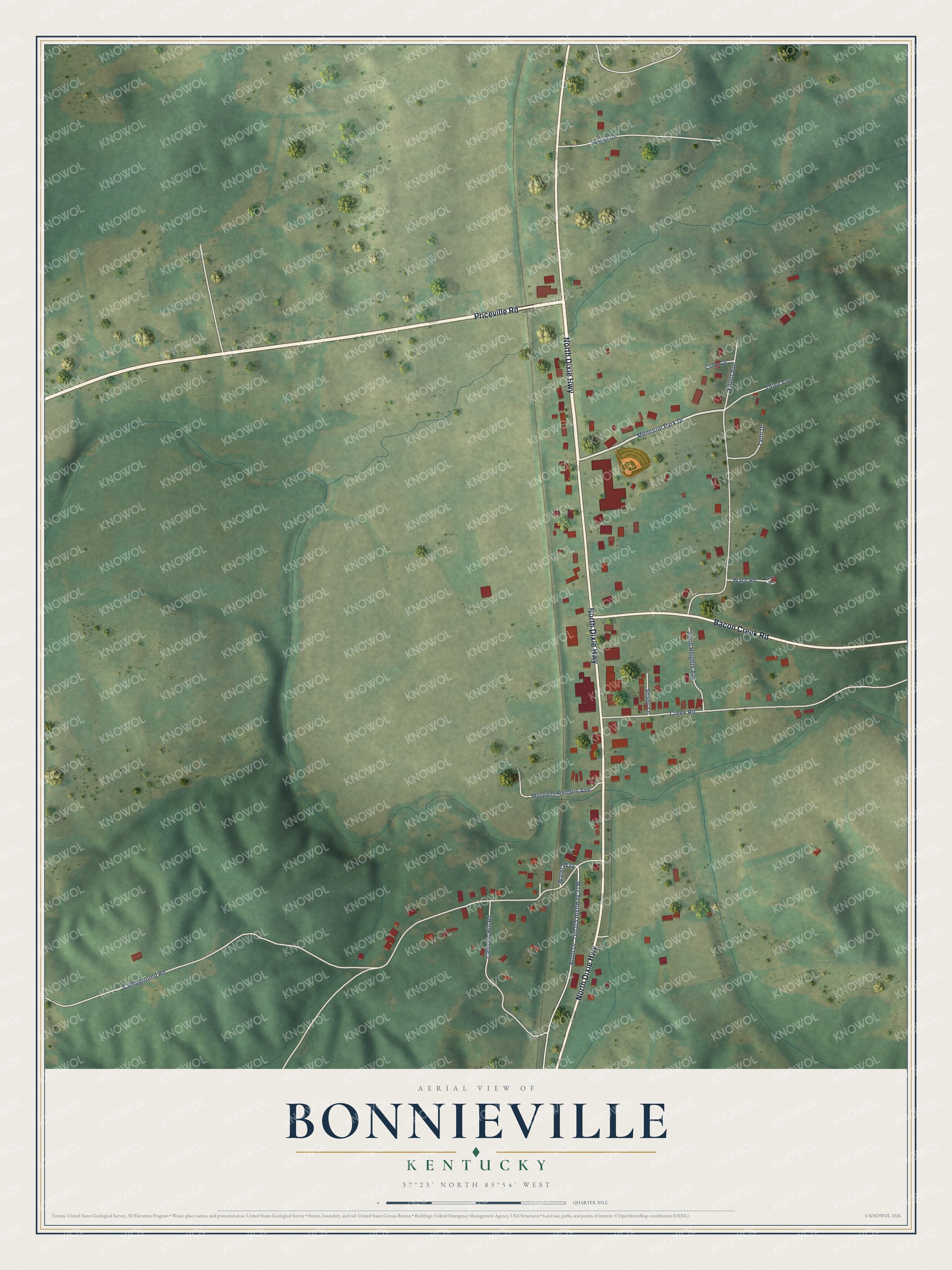Watermarked full-map preview of Bonnieville, Kentucky