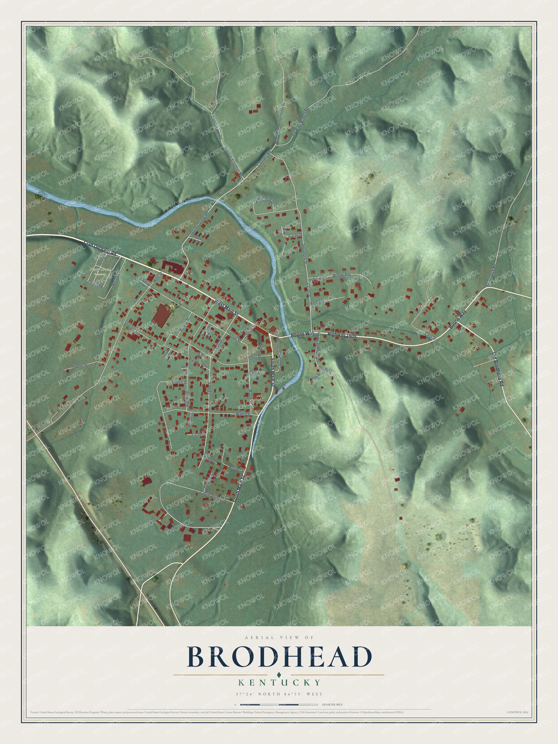Watermarked full-map preview of Brodhead, Kentucky