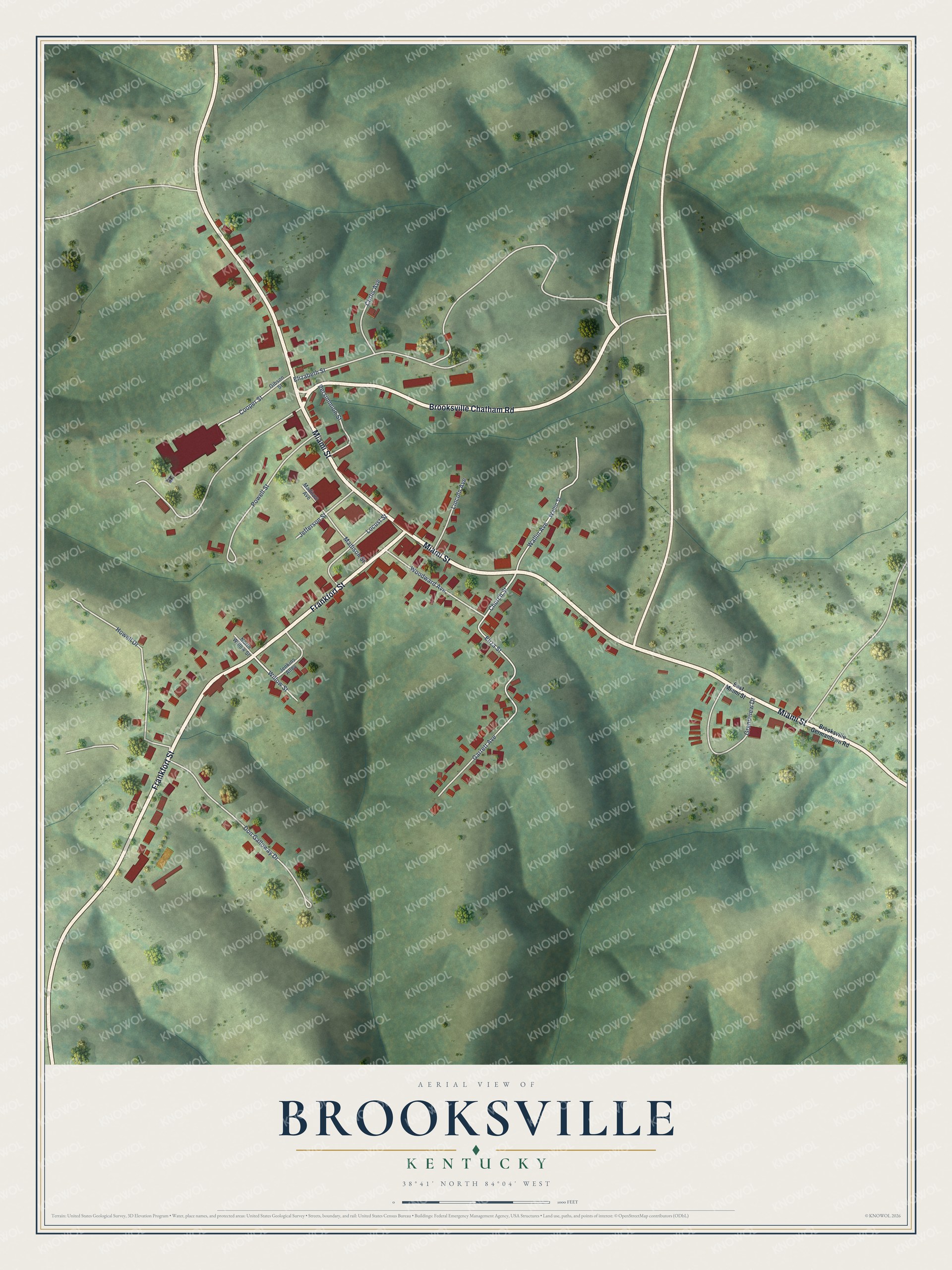 Watermarked full-map preview of Brooksville, Kentucky