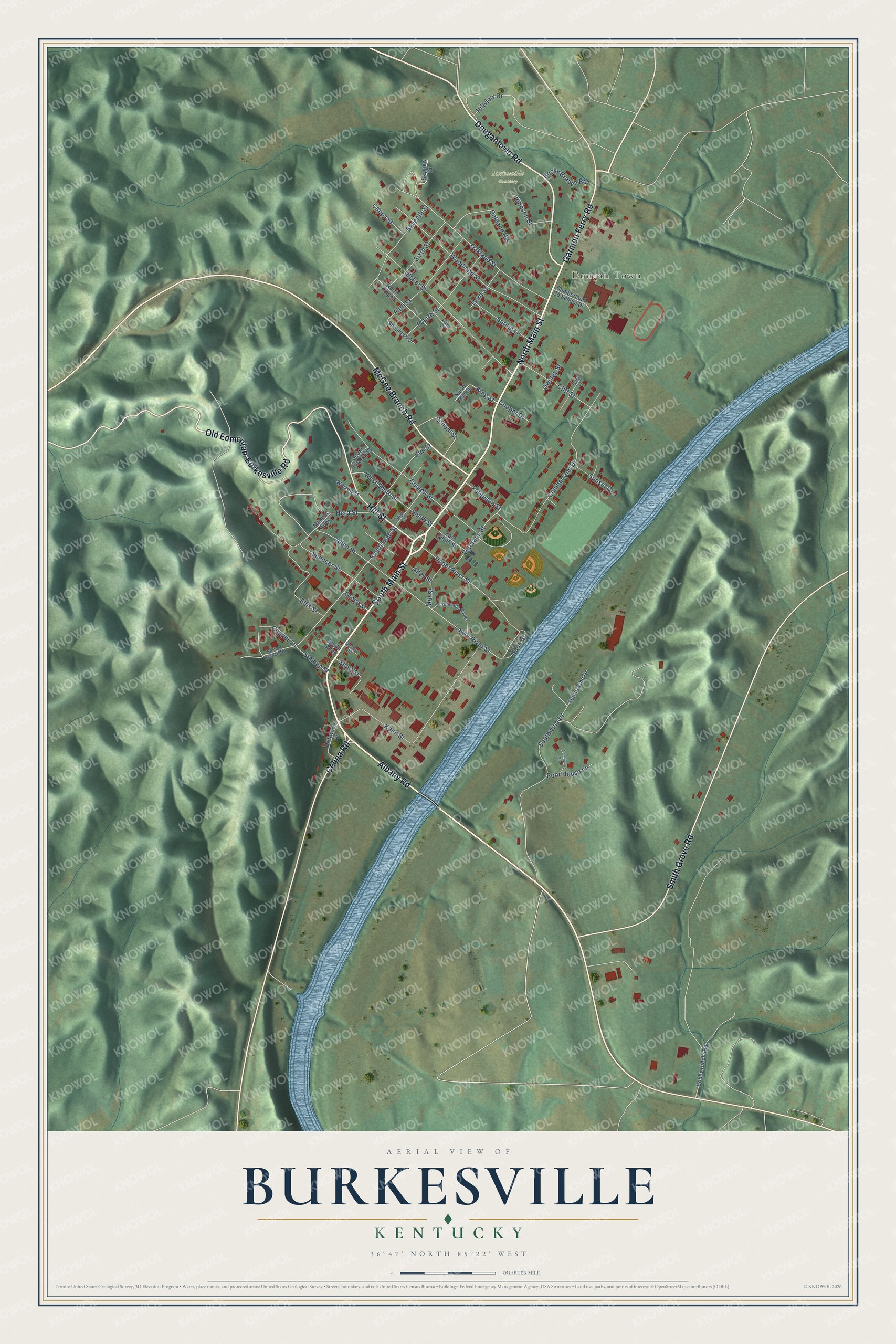 Watermarked full-map preview of Burkesville, Kentucky