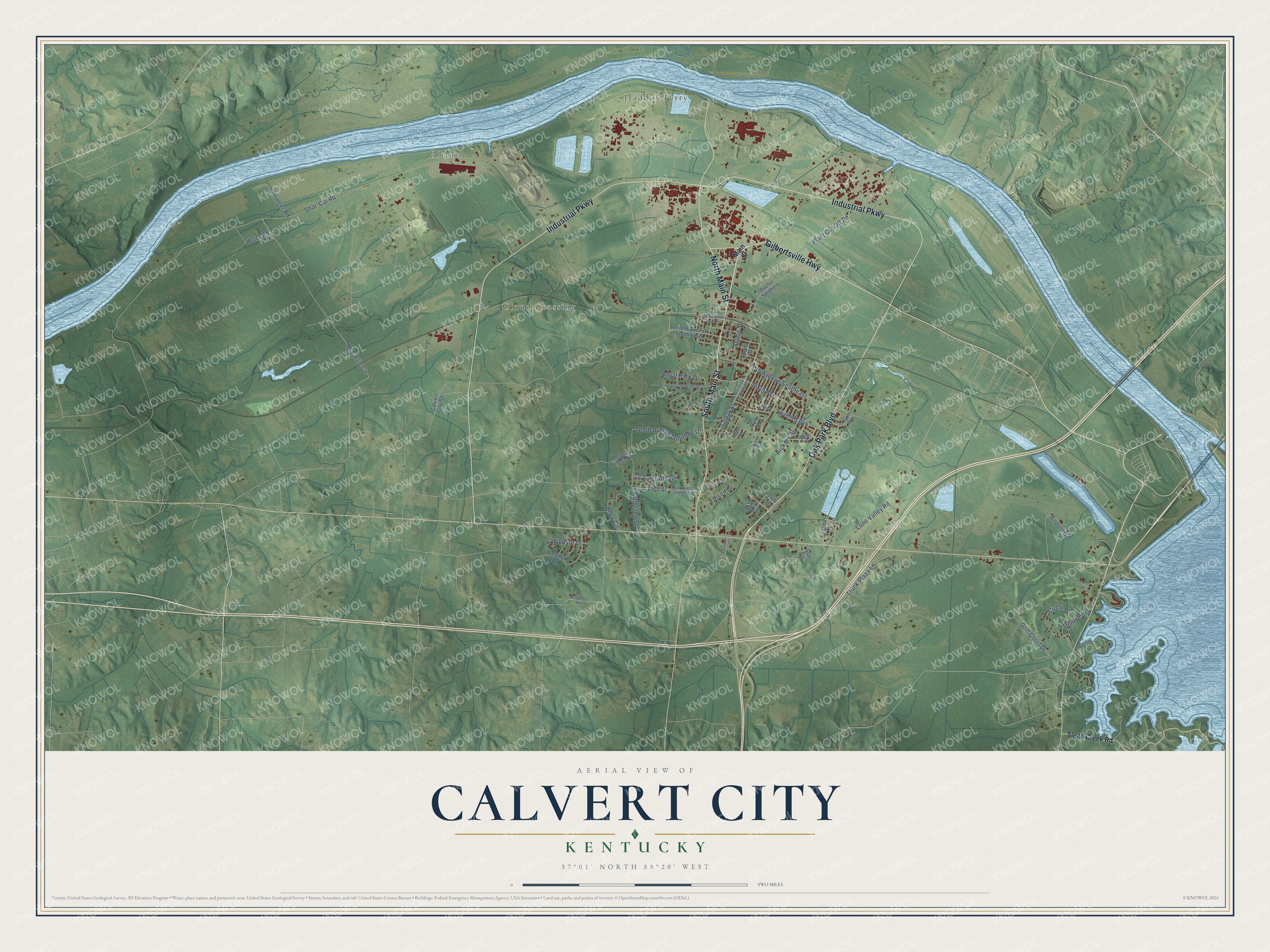 Watermarked full-map preview of Calvert City, Kentucky