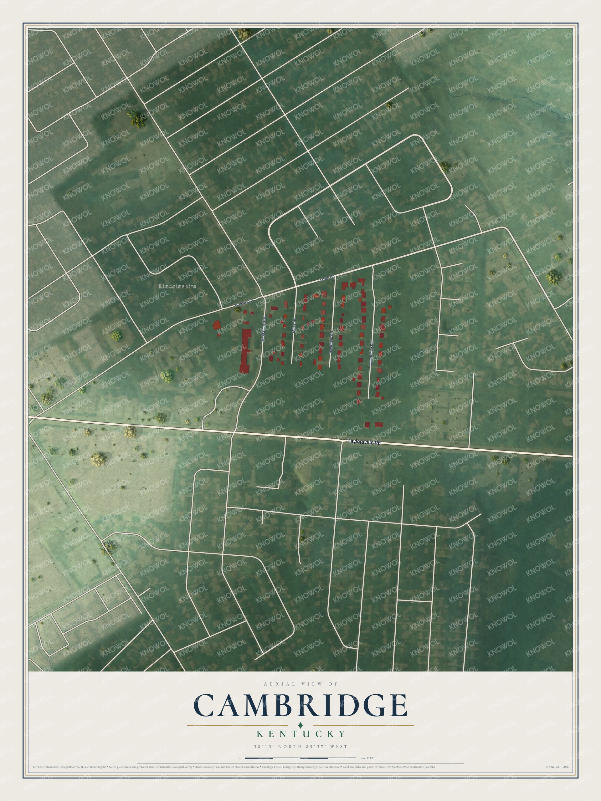 Watermarked full-map preview of Cambridge, Kentucky
