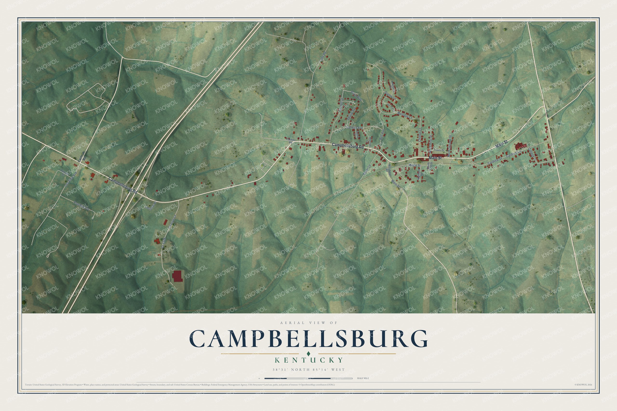 Watermarked full-map preview of Campbellsburg, Kentucky