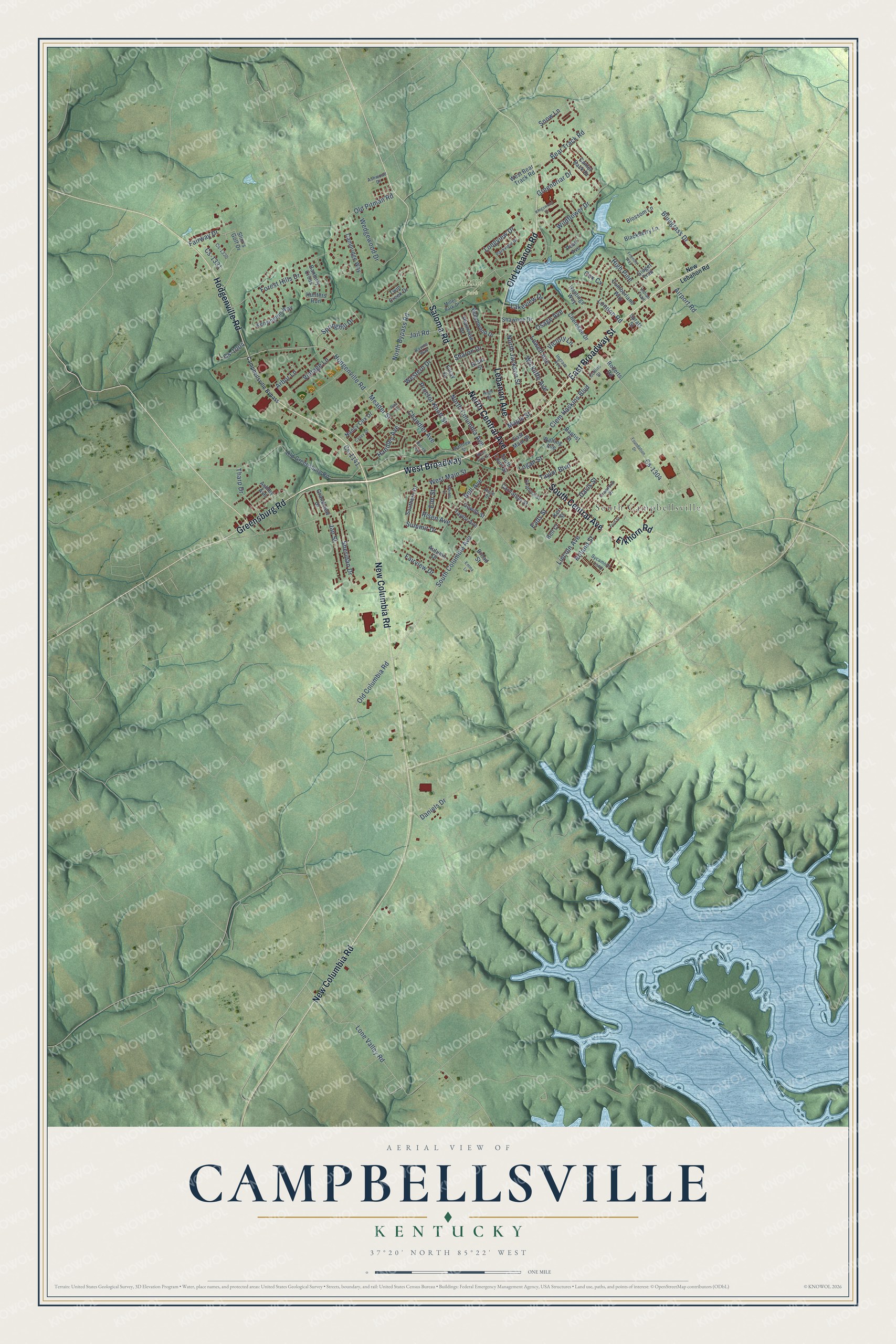 Watermarked full-map preview of Campbellsville, Kentucky