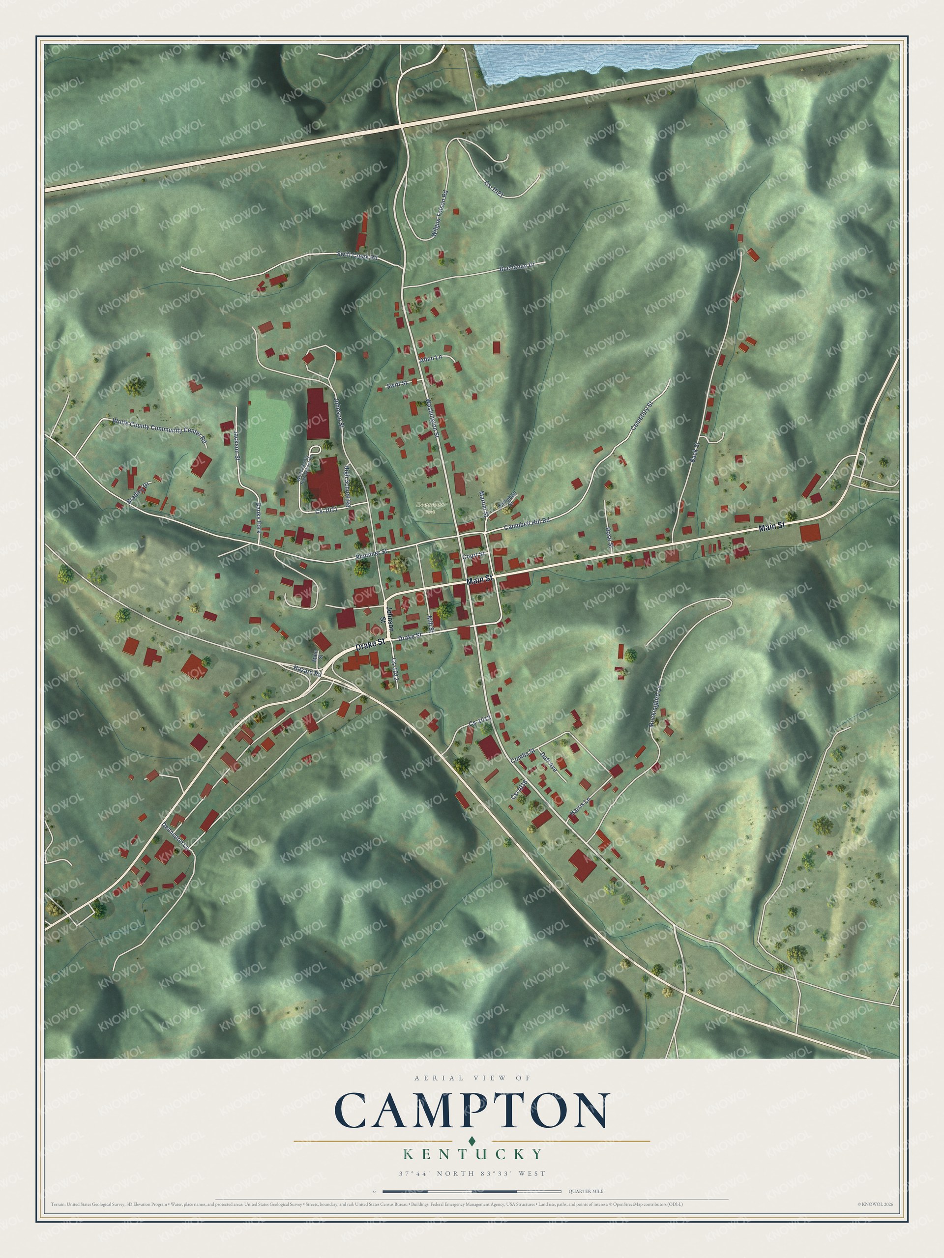 Watermarked full-map preview of Campton, Kentucky