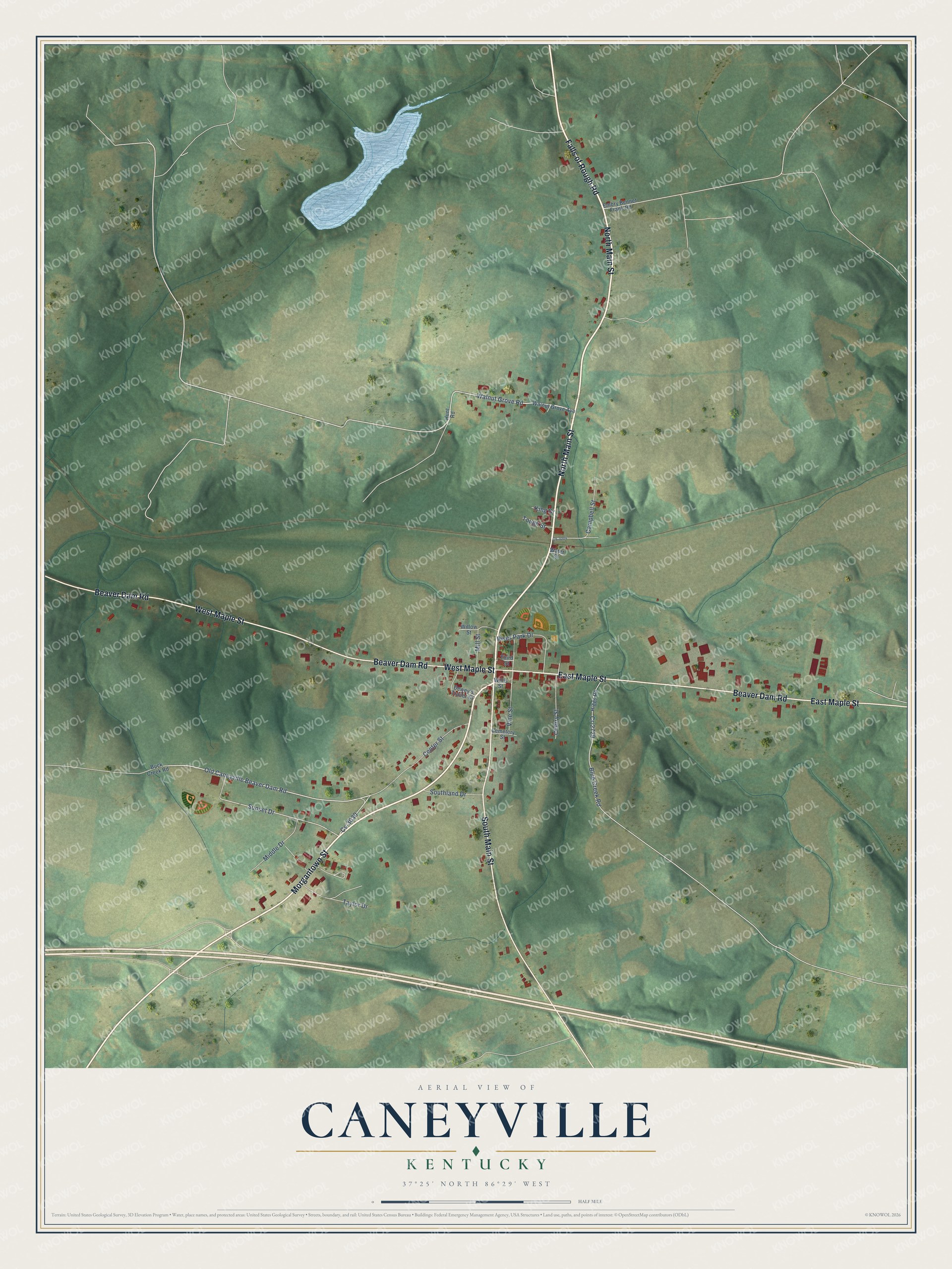 Watermarked full-map preview of Caneyville, Kentucky