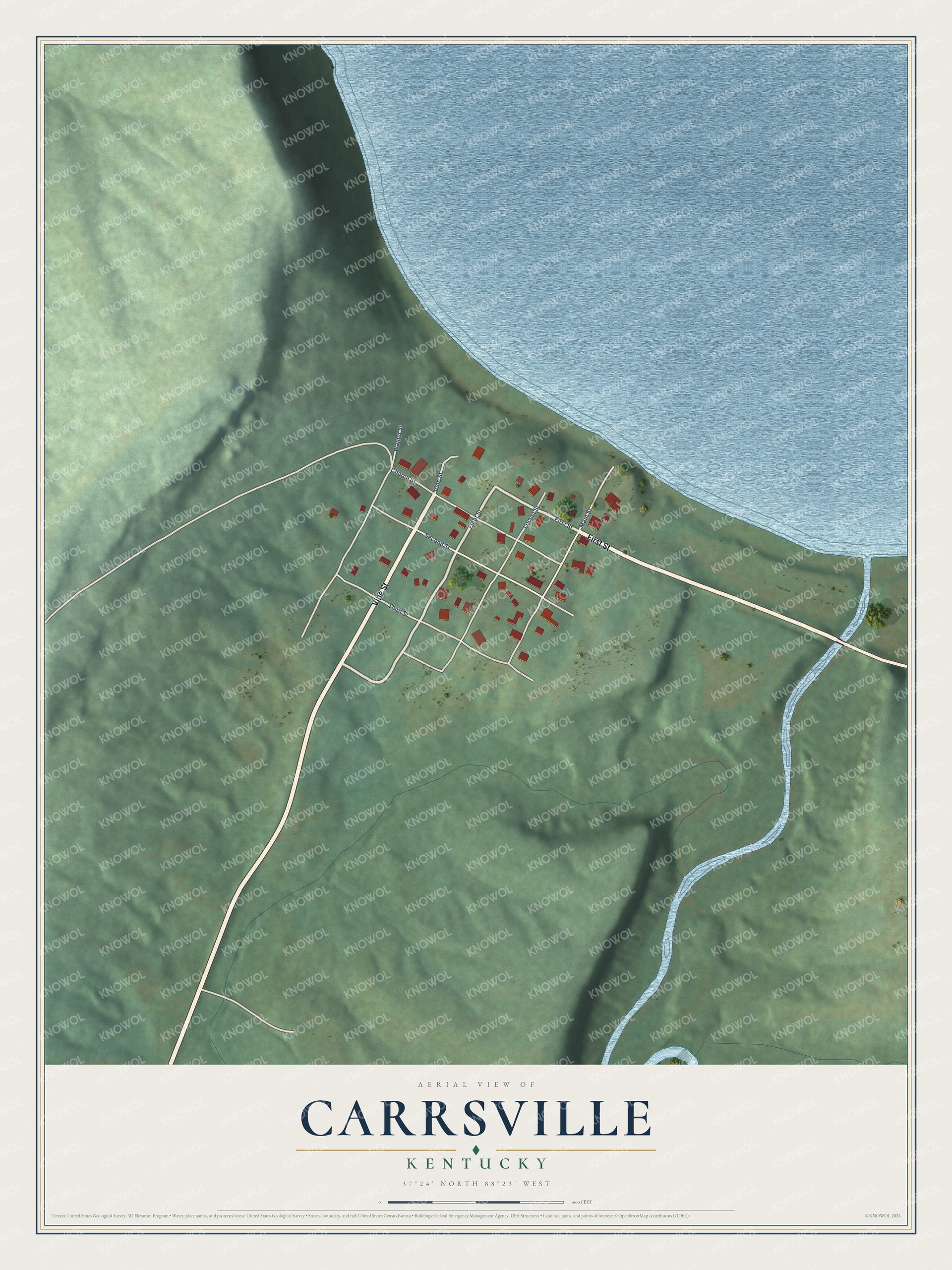 Watermarked full-map preview of Carrsville, Kentucky