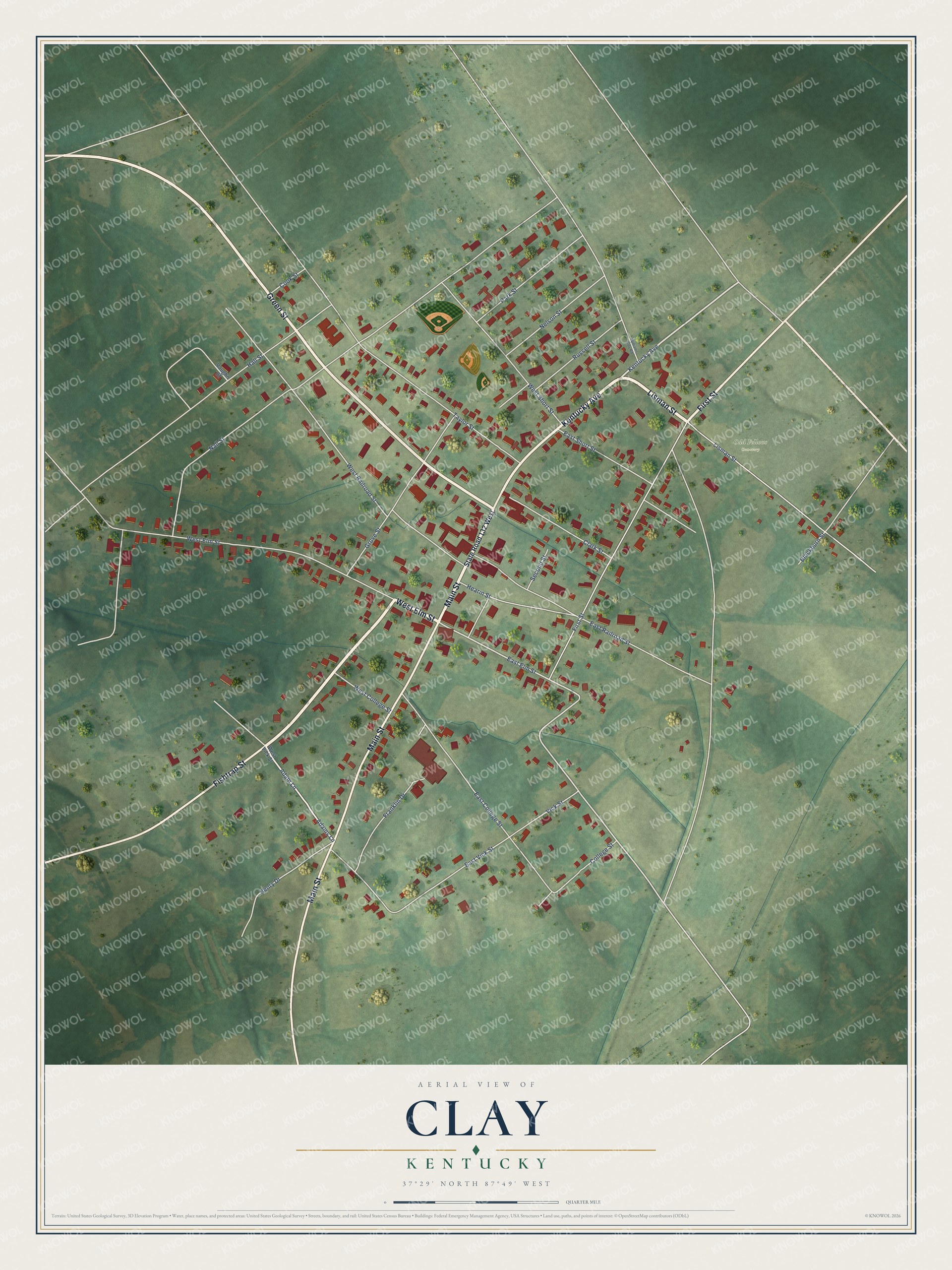 Watermarked full-map preview of Clay, Kentucky