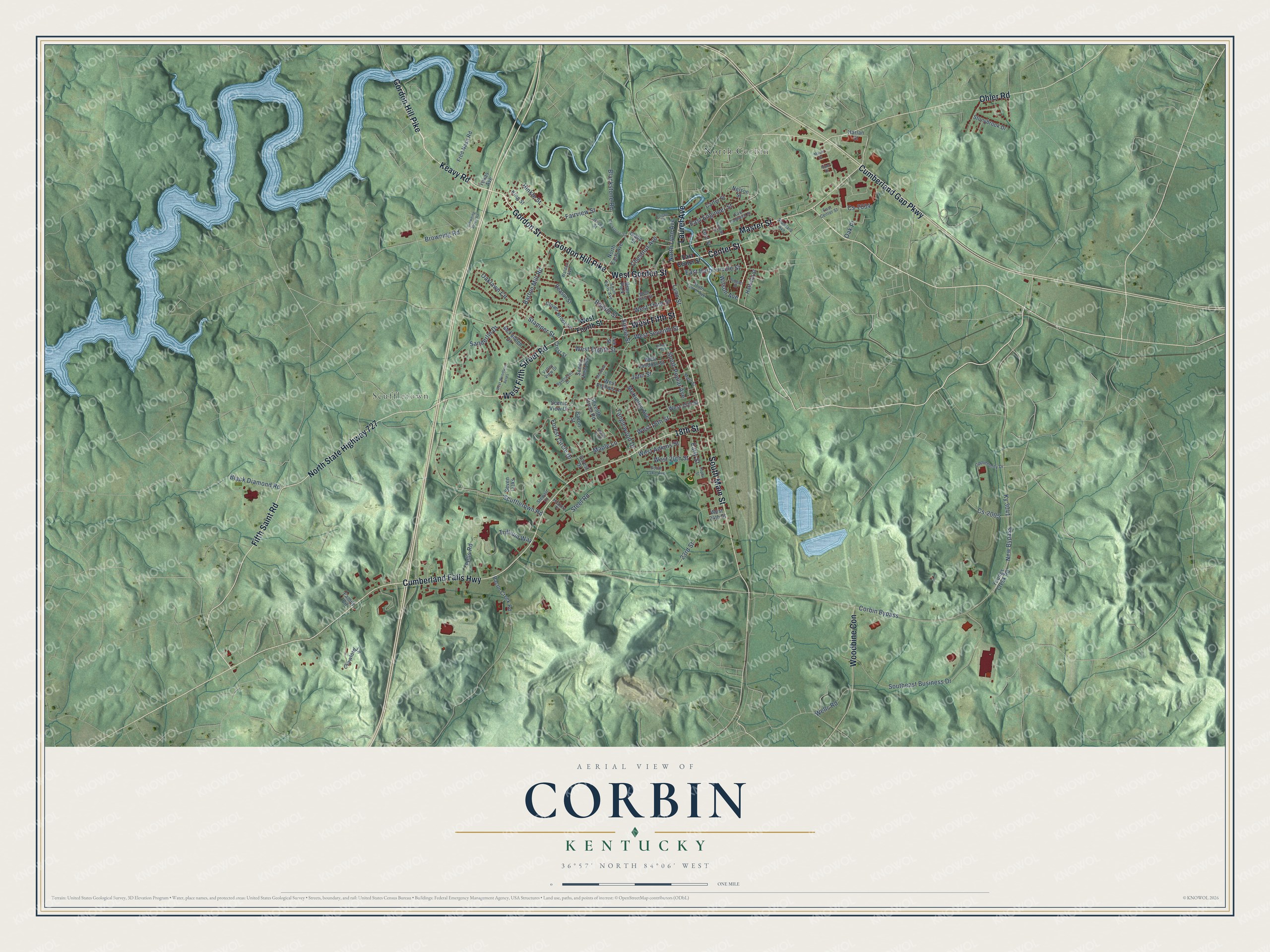 Watermarked full-map preview of Corbin, Kentucky