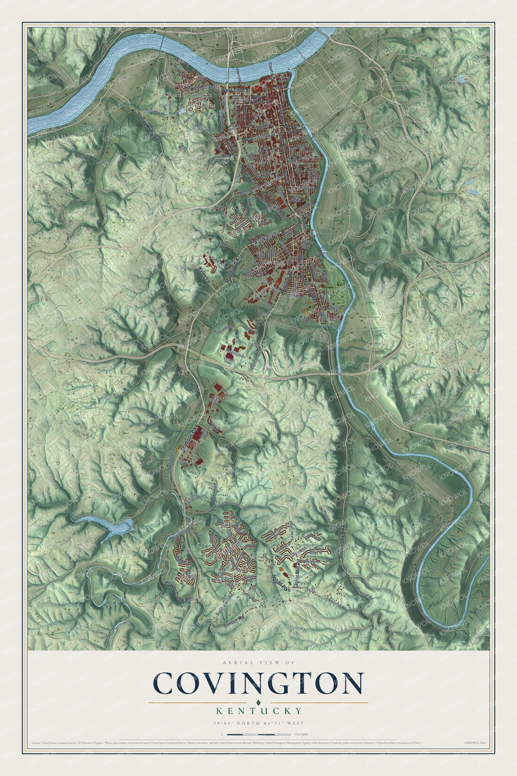 Watermarked full-map preview of Covington, Kentucky