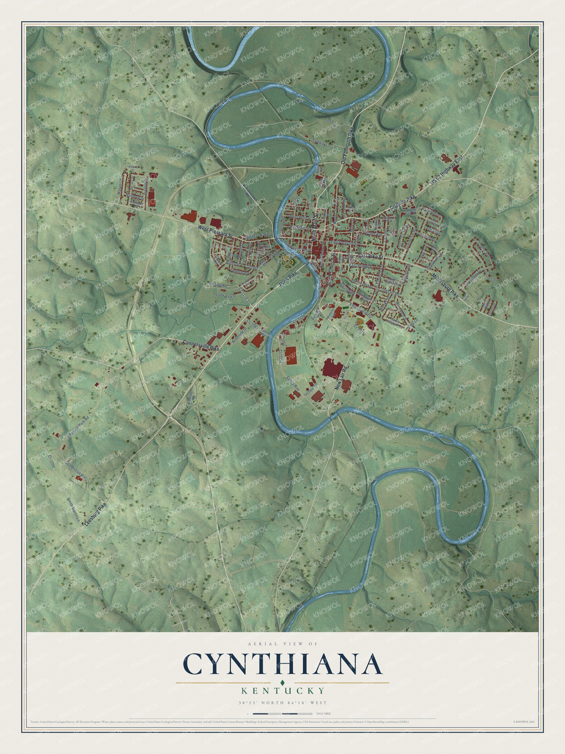 Watermarked full-map preview of Cynthiana, Kentucky