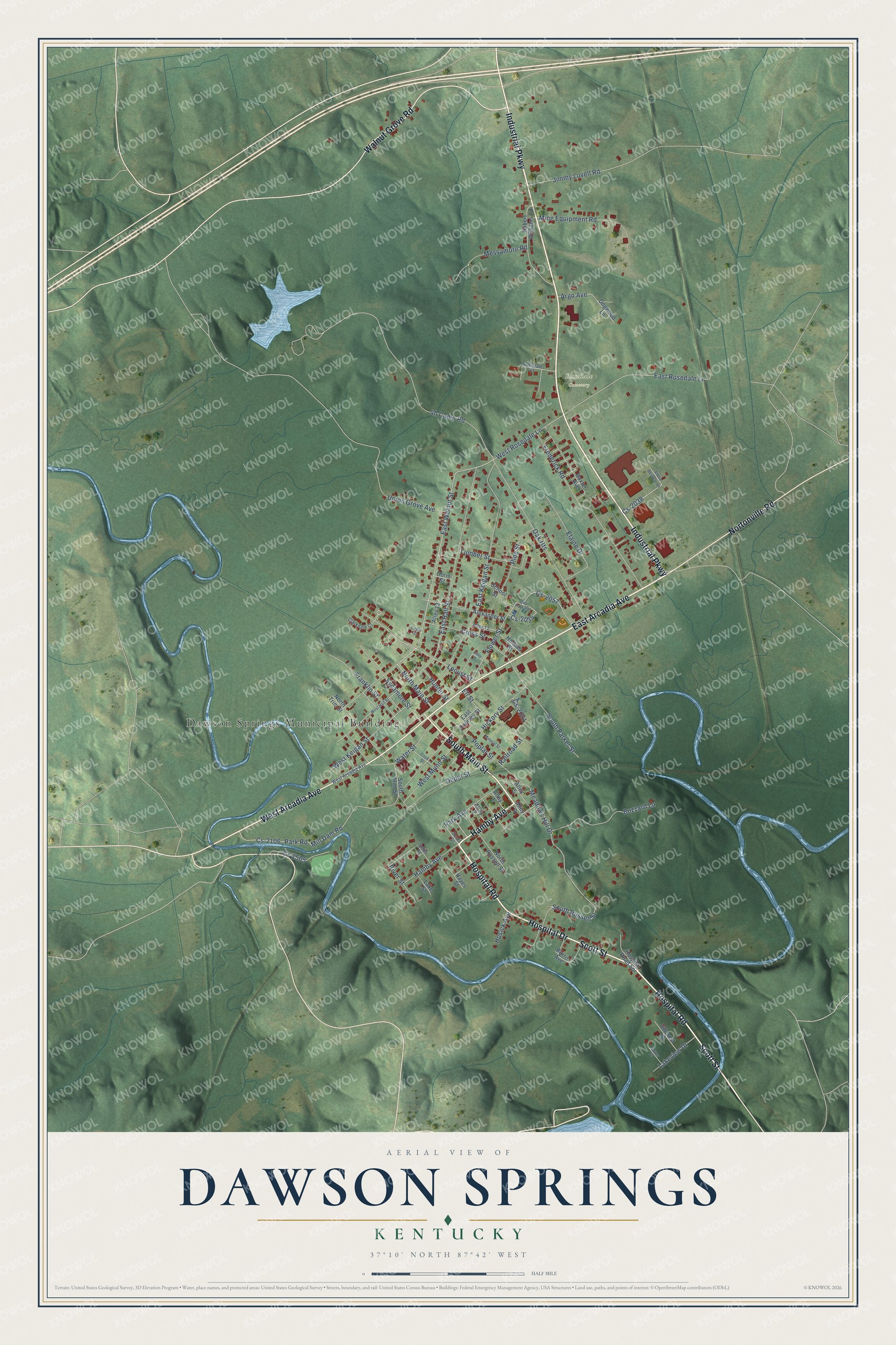 Watermarked full-map preview of Dawson Springs, Kentucky
