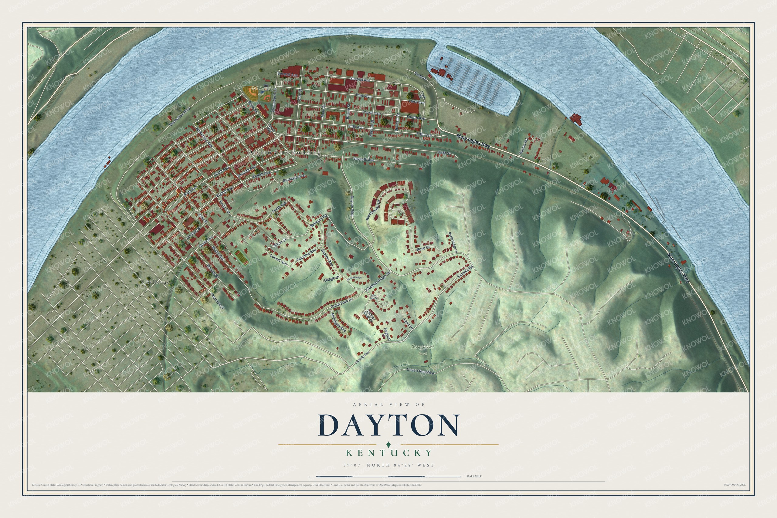 Watermarked full-map preview of Dayton, Kentucky