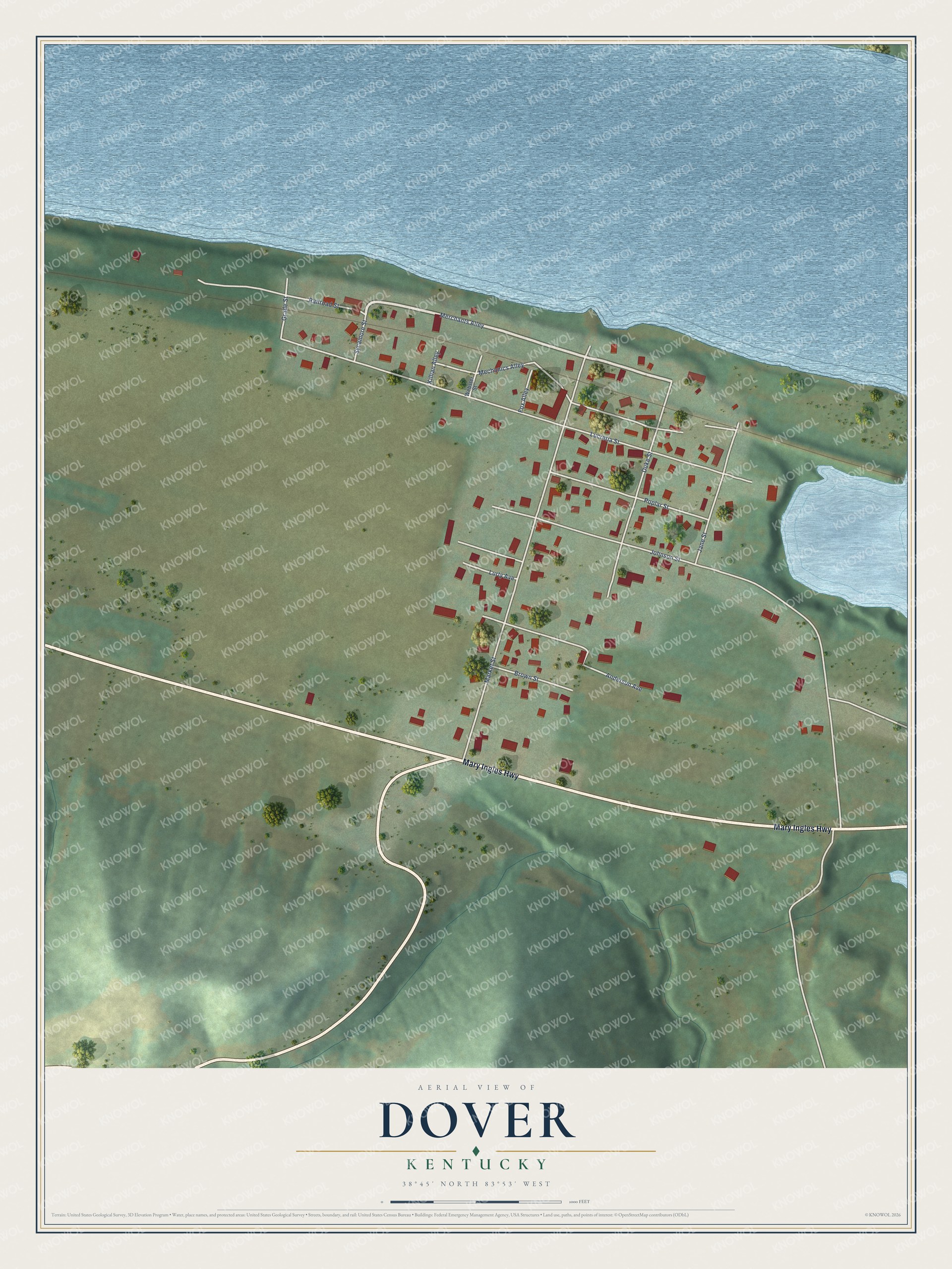 Watermarked full-map preview of Dover, Kentucky