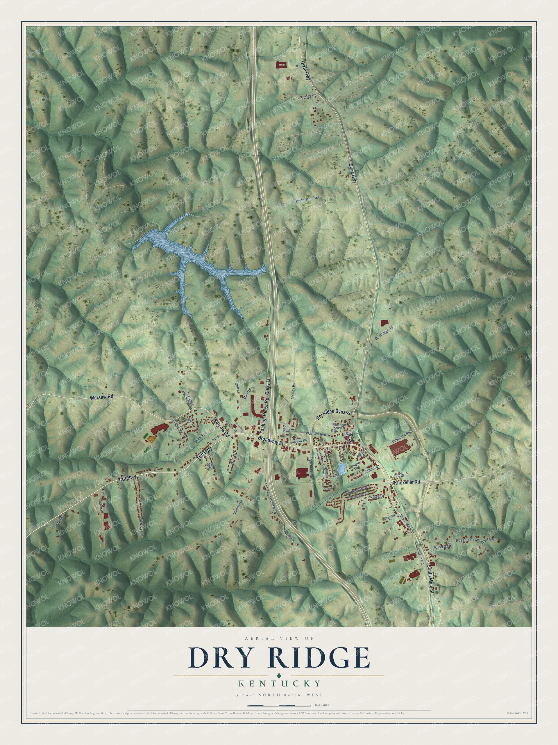 Watermarked full-map preview of Dry Ridge, Kentucky