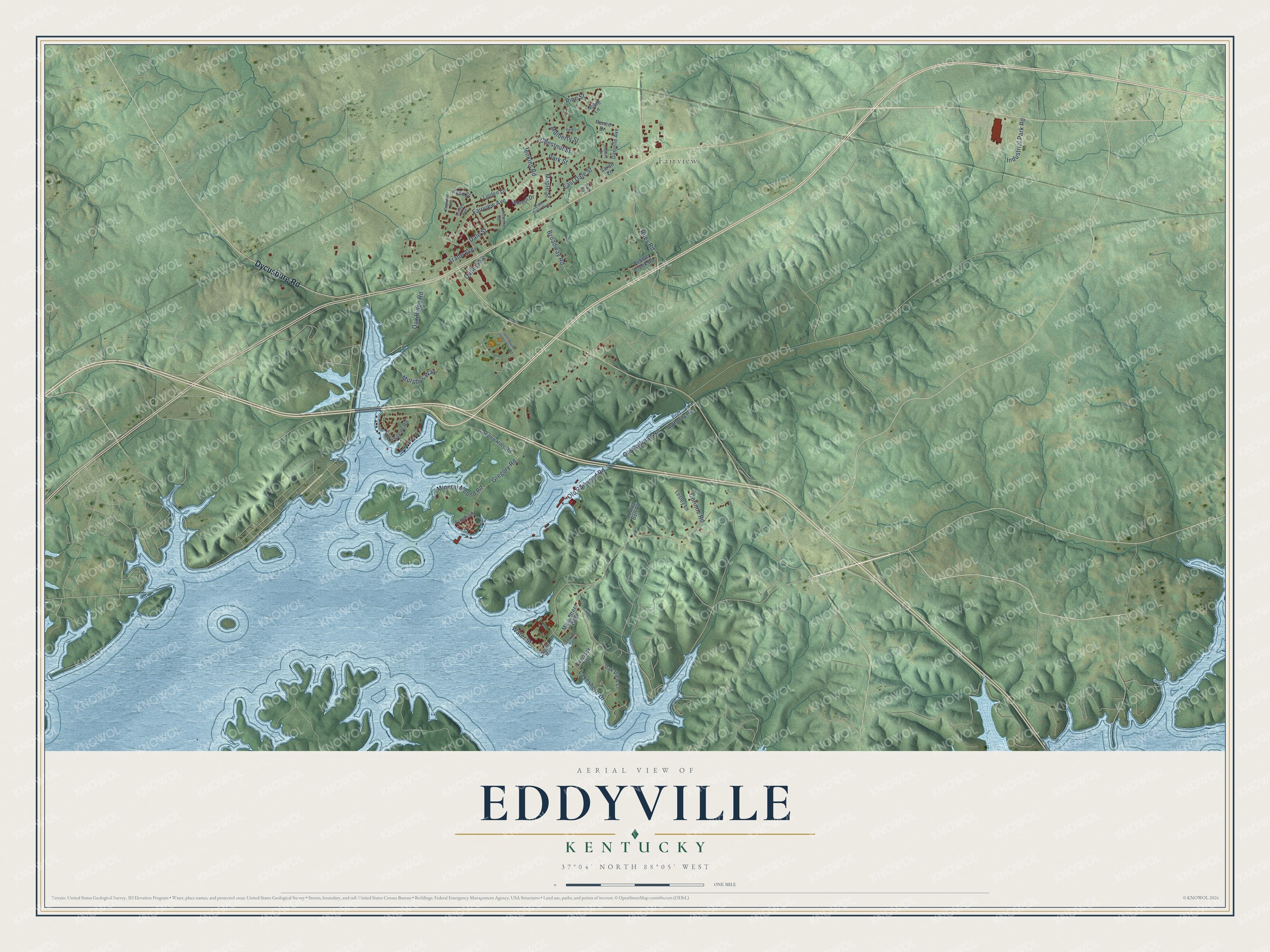 Watermarked full-map preview of Eddyville, Kentucky