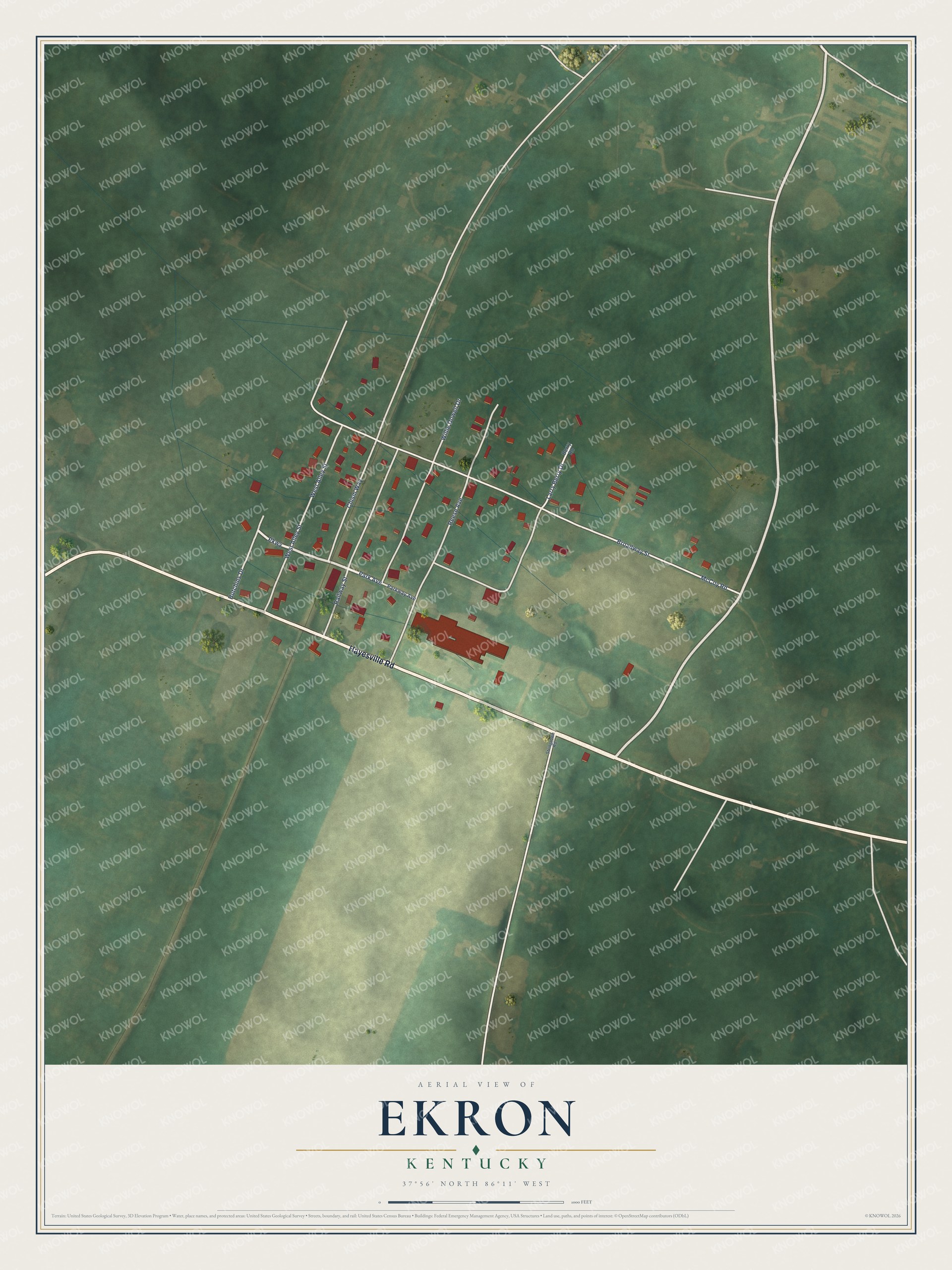 Watermarked full-map preview of Ekron, Kentucky