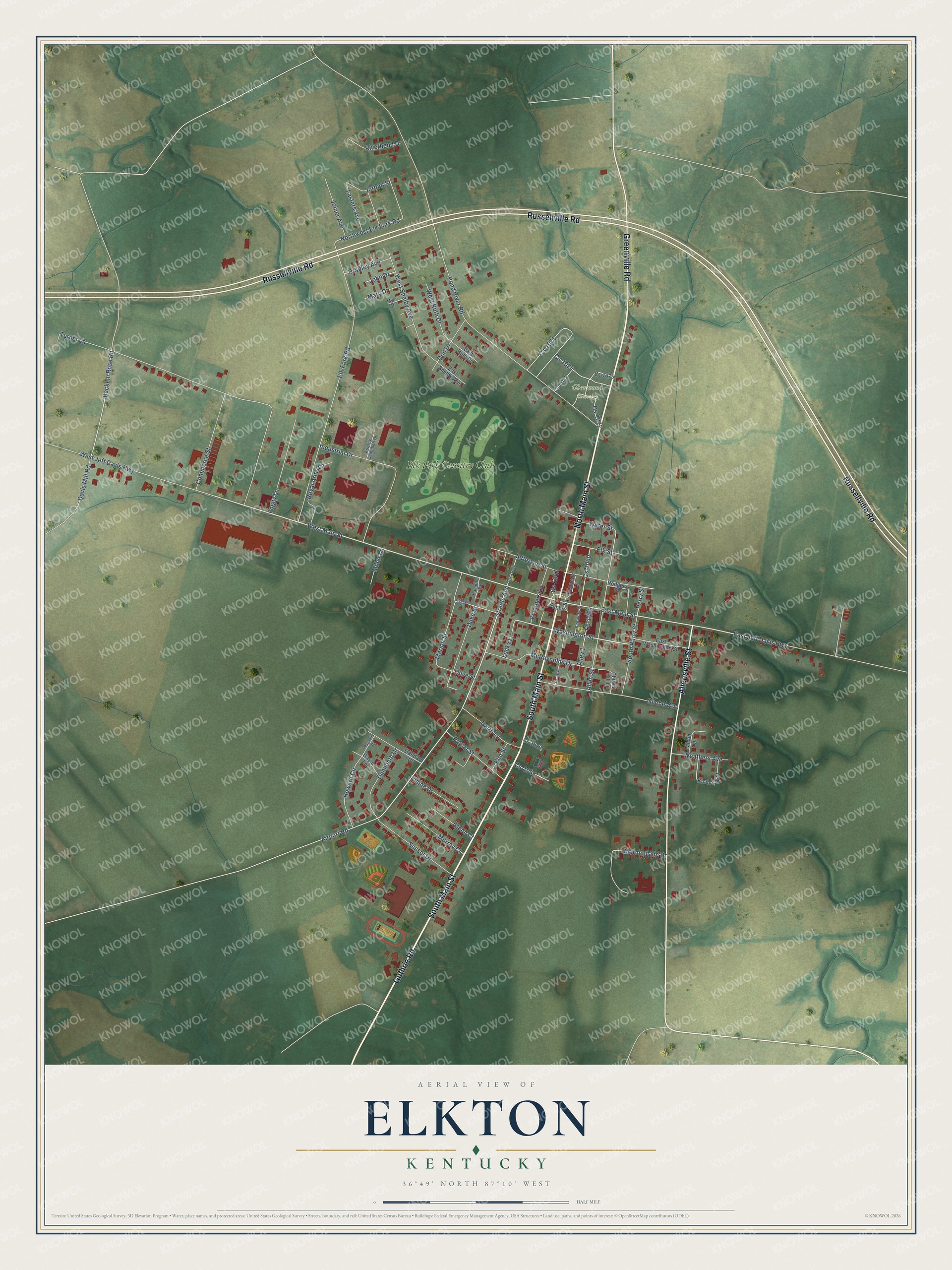 Watermarked full-map preview of Elkton, Kentucky