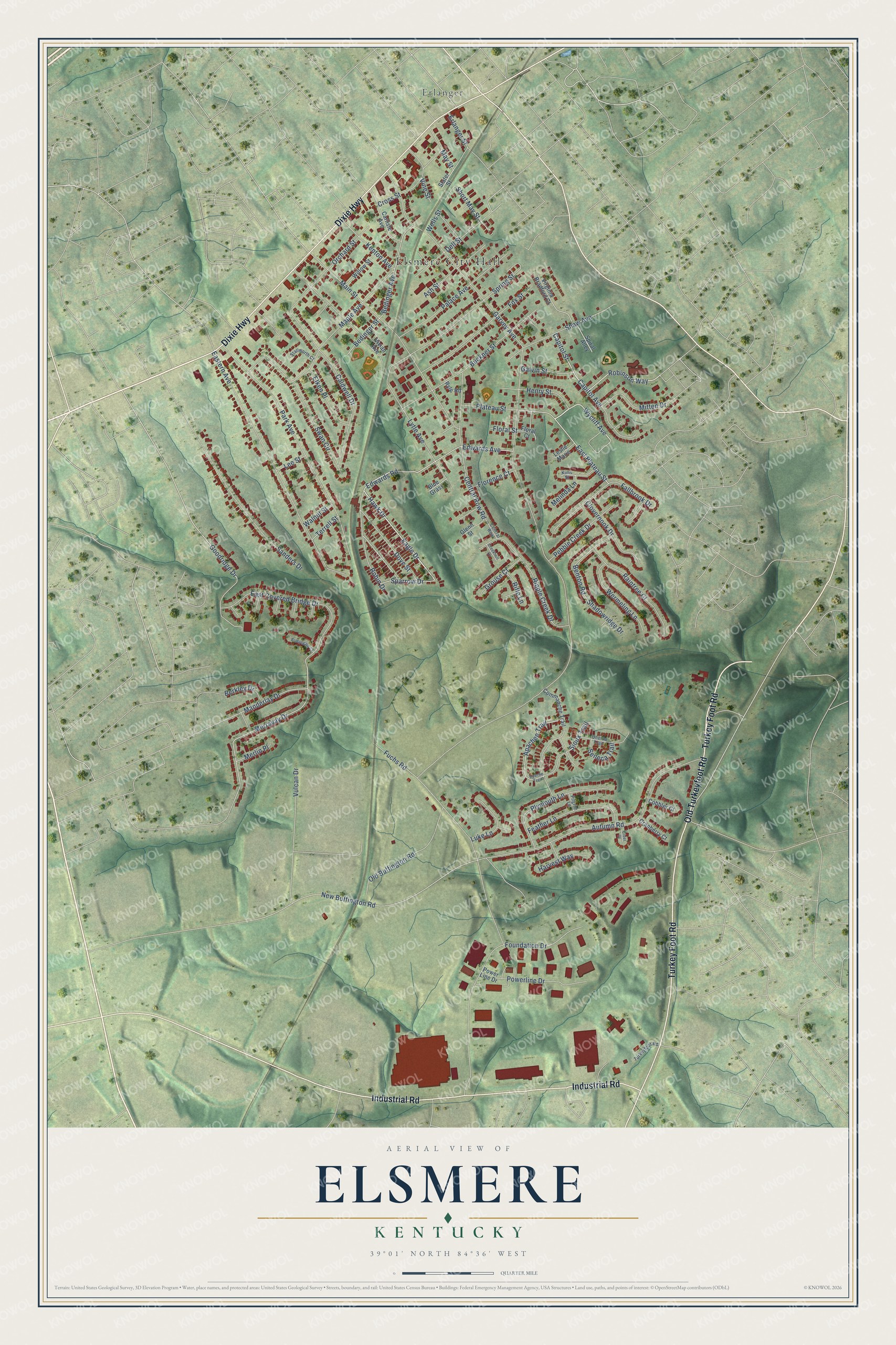 Watermarked full-map preview of Elsmere, Kentucky