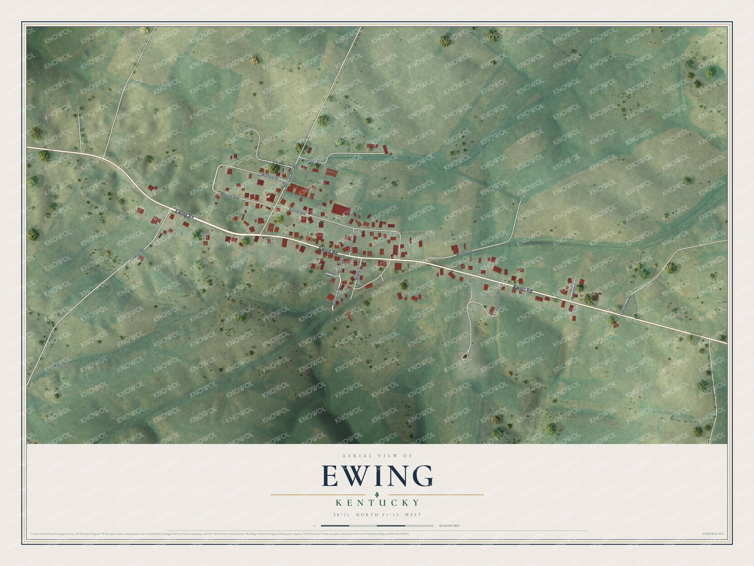 Watermarked full-map preview of Ewing, Kentucky