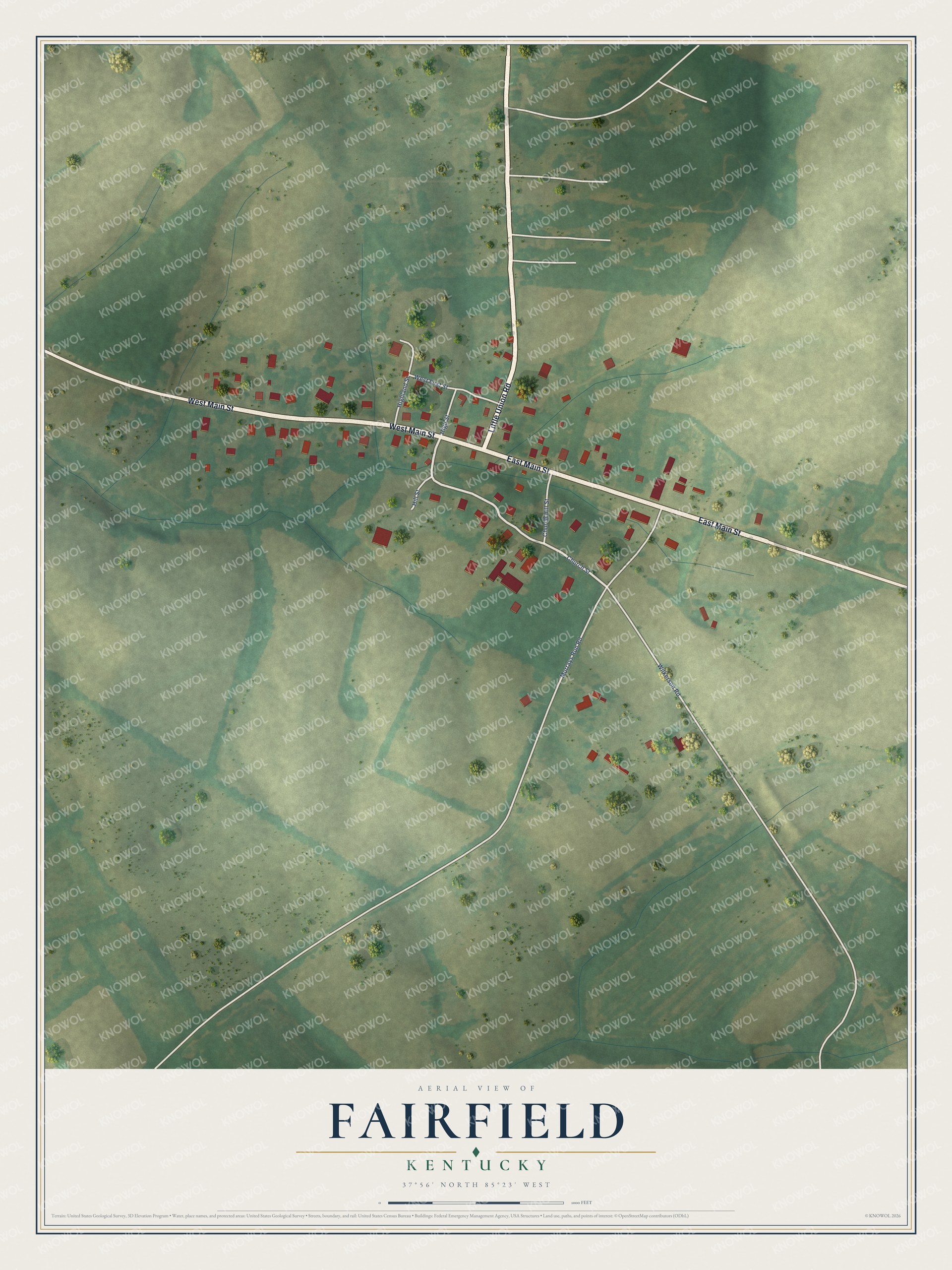 Watermarked full-map preview of Fairfield, Kentucky