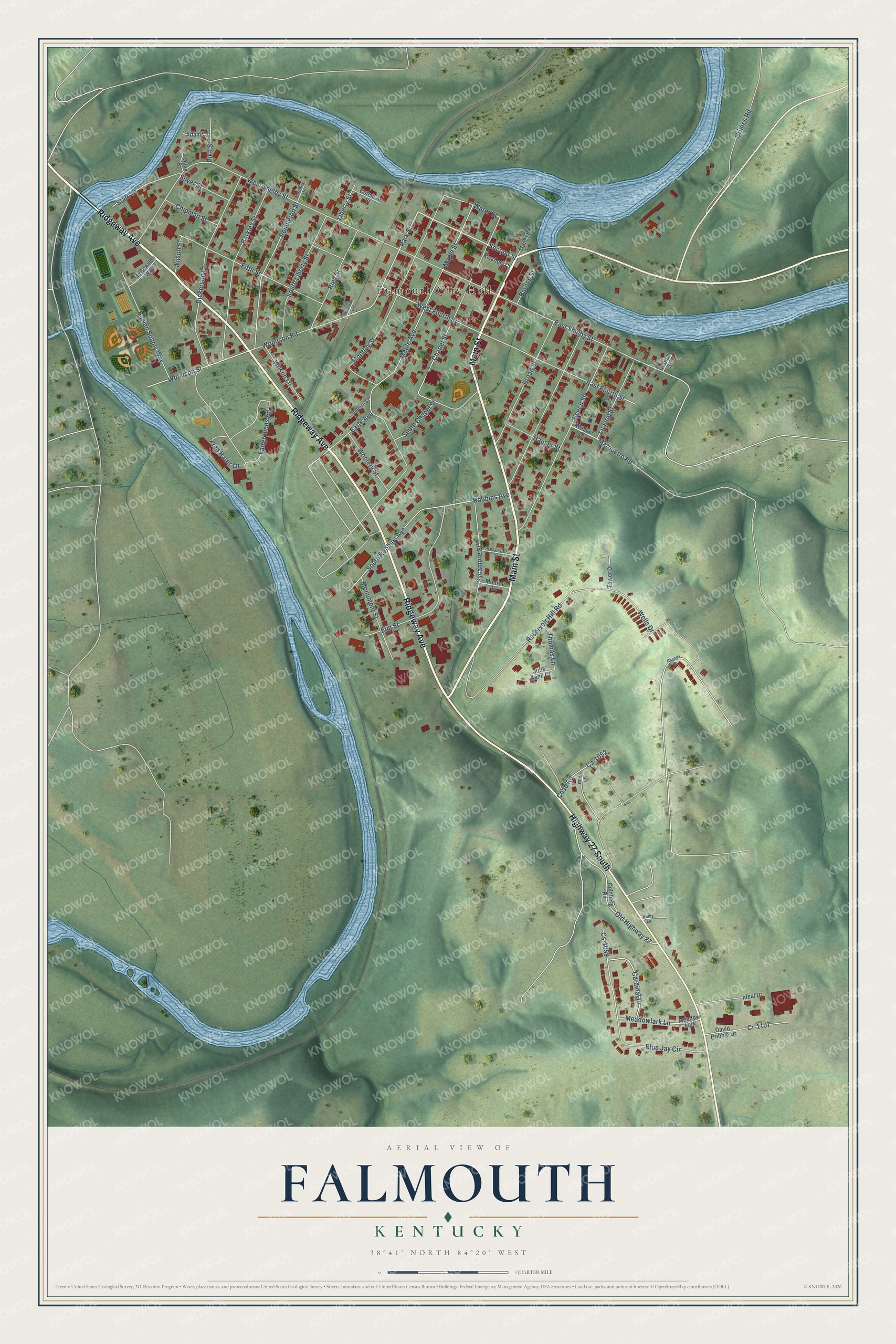 Watermarked full-map preview of Falmouth, Kentucky