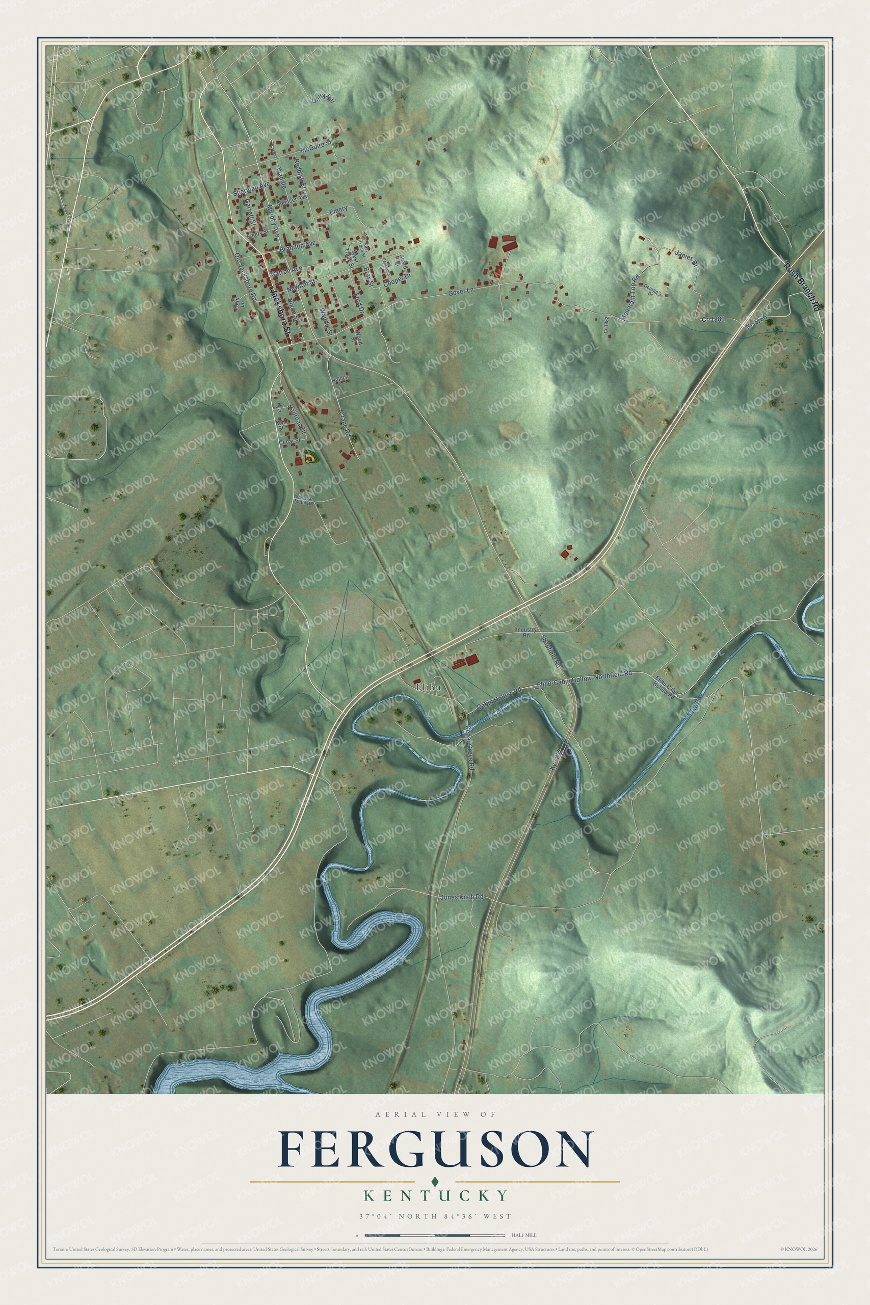 Watermarked full-map preview of Ferguson, Kentucky