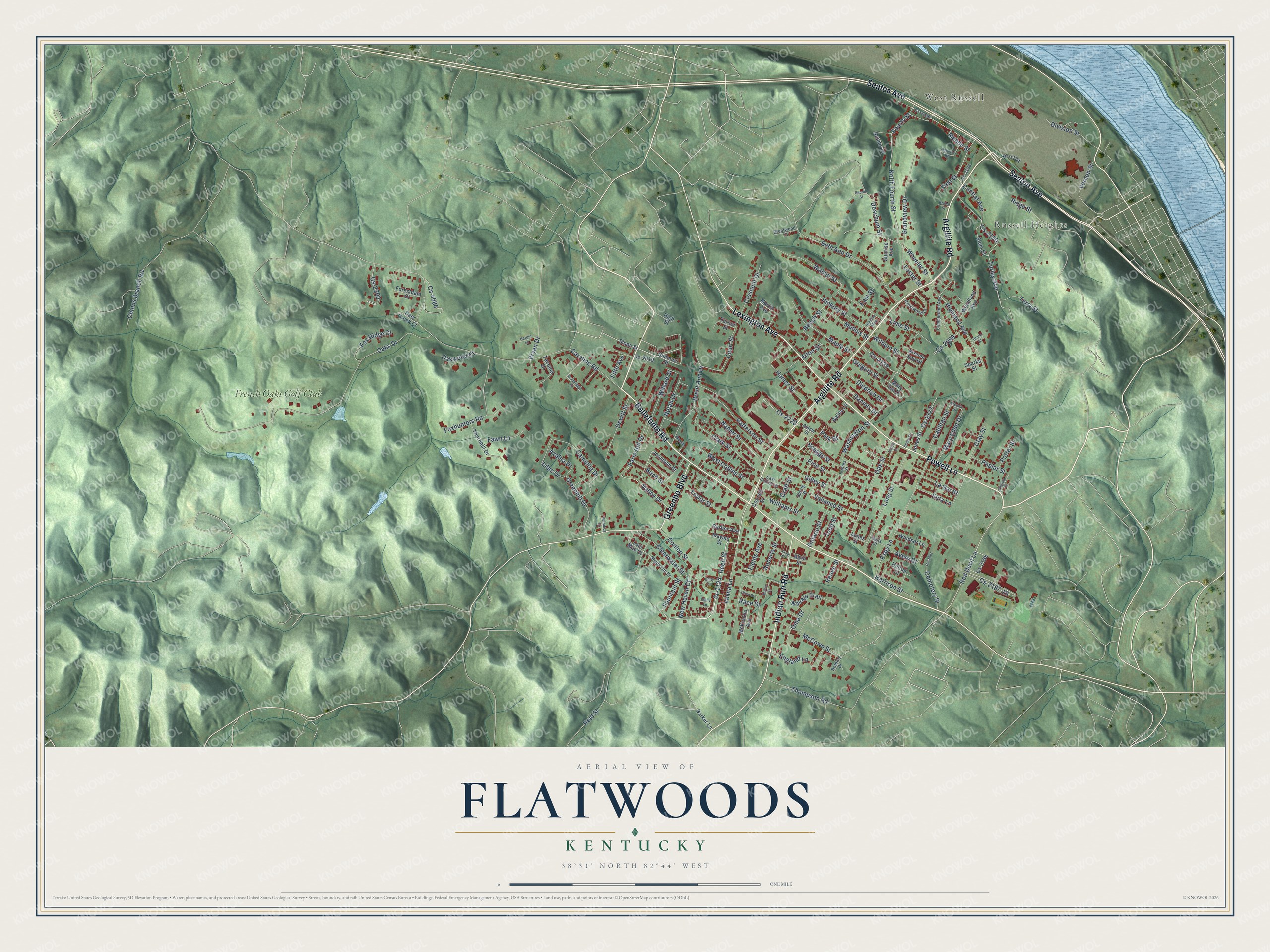 Watermarked full-map preview of Flatwoods, Kentucky