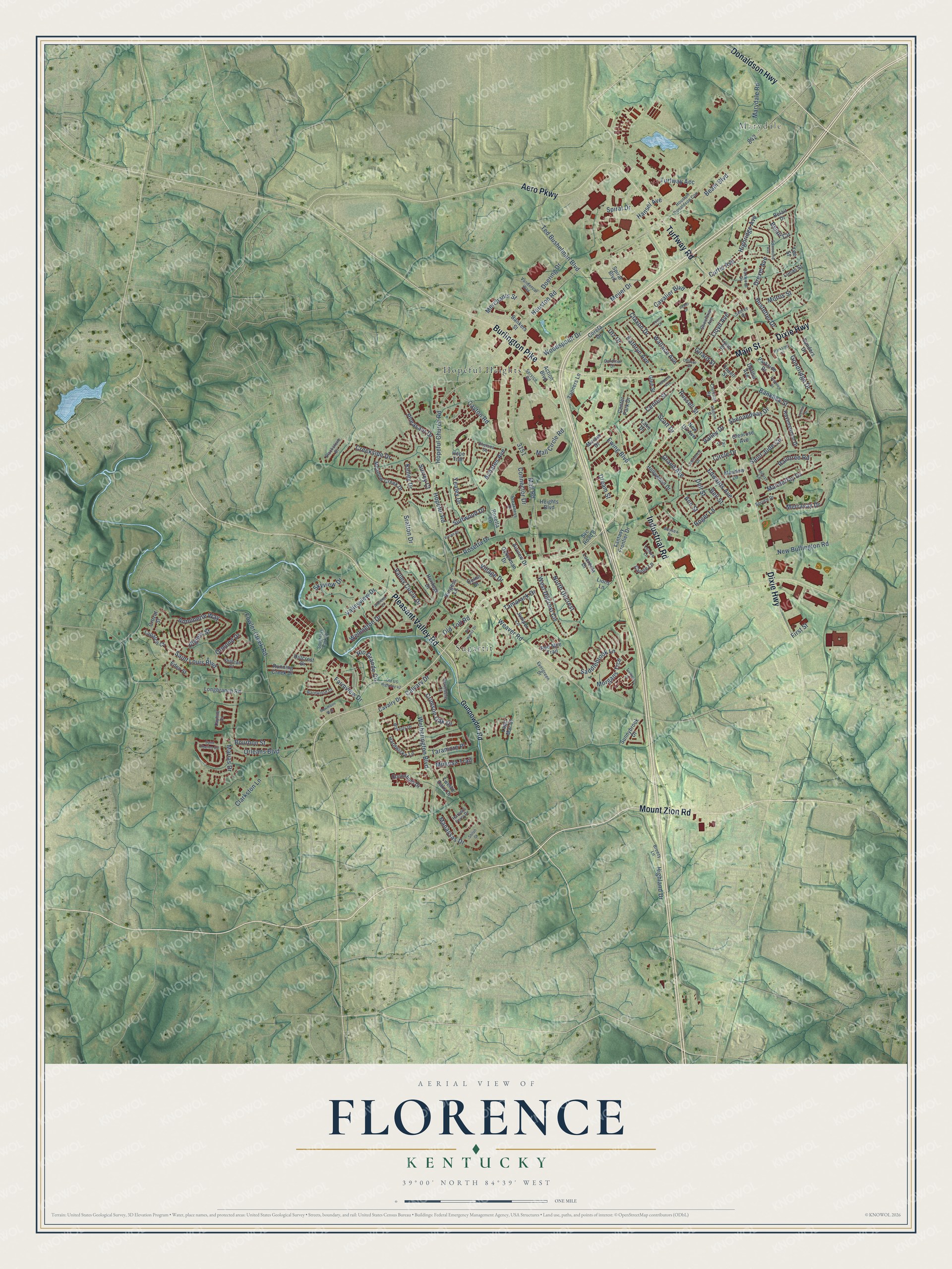 Watermarked full-map preview of Florence, Kentucky