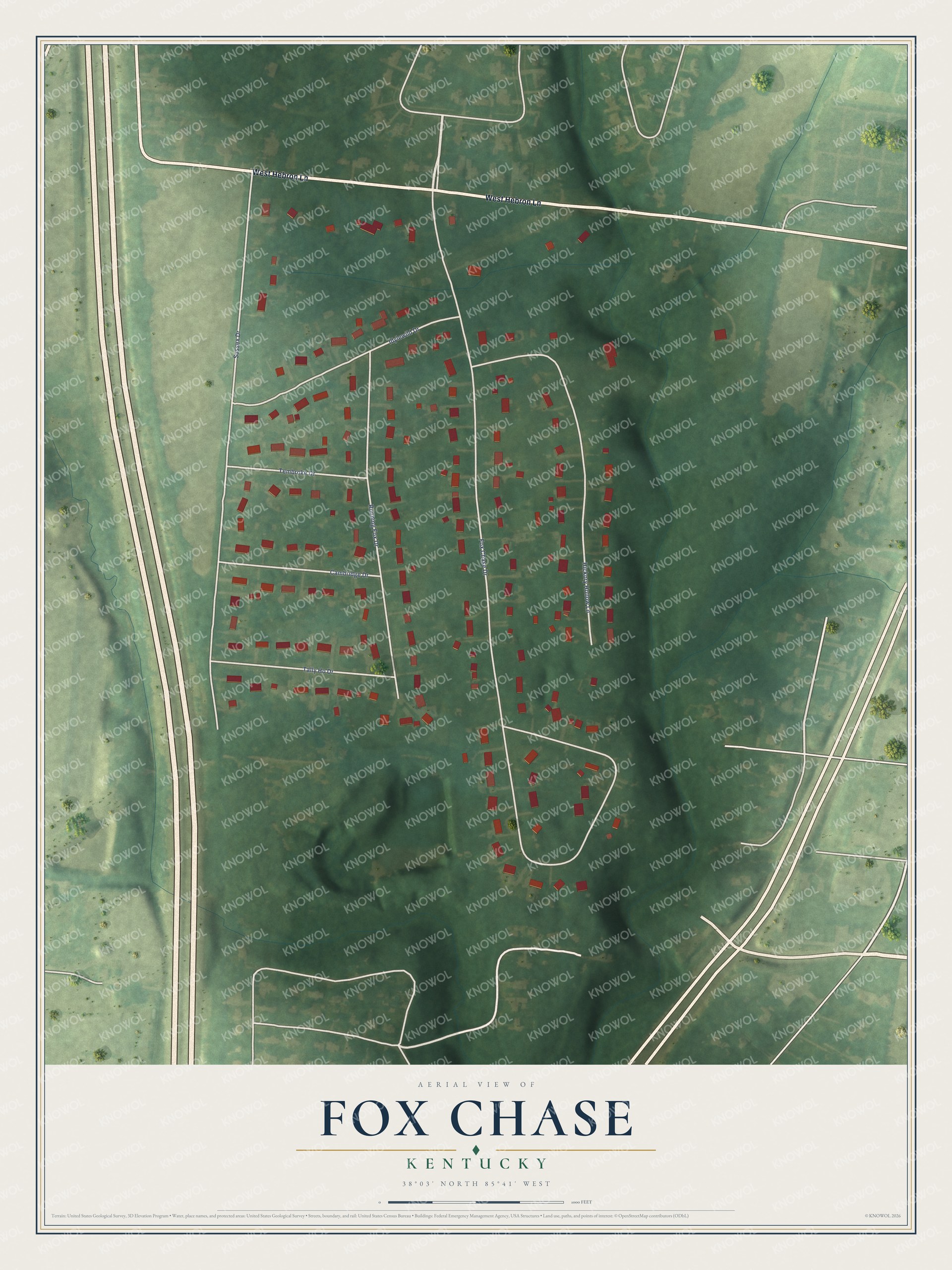 Watermarked full-map preview of Fox Chase, Kentucky