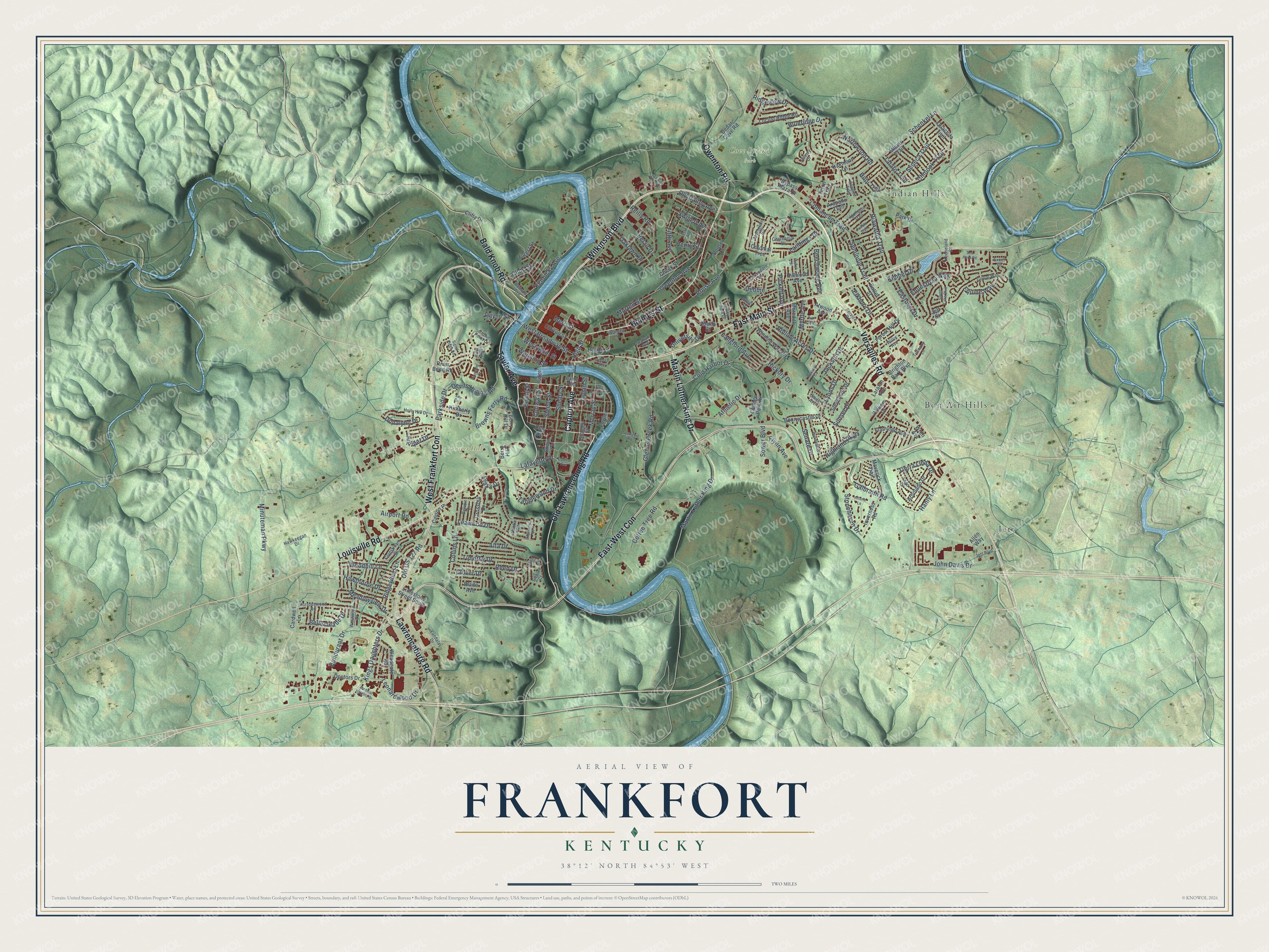Watermarked full-map preview of Frankfort, Kentucky