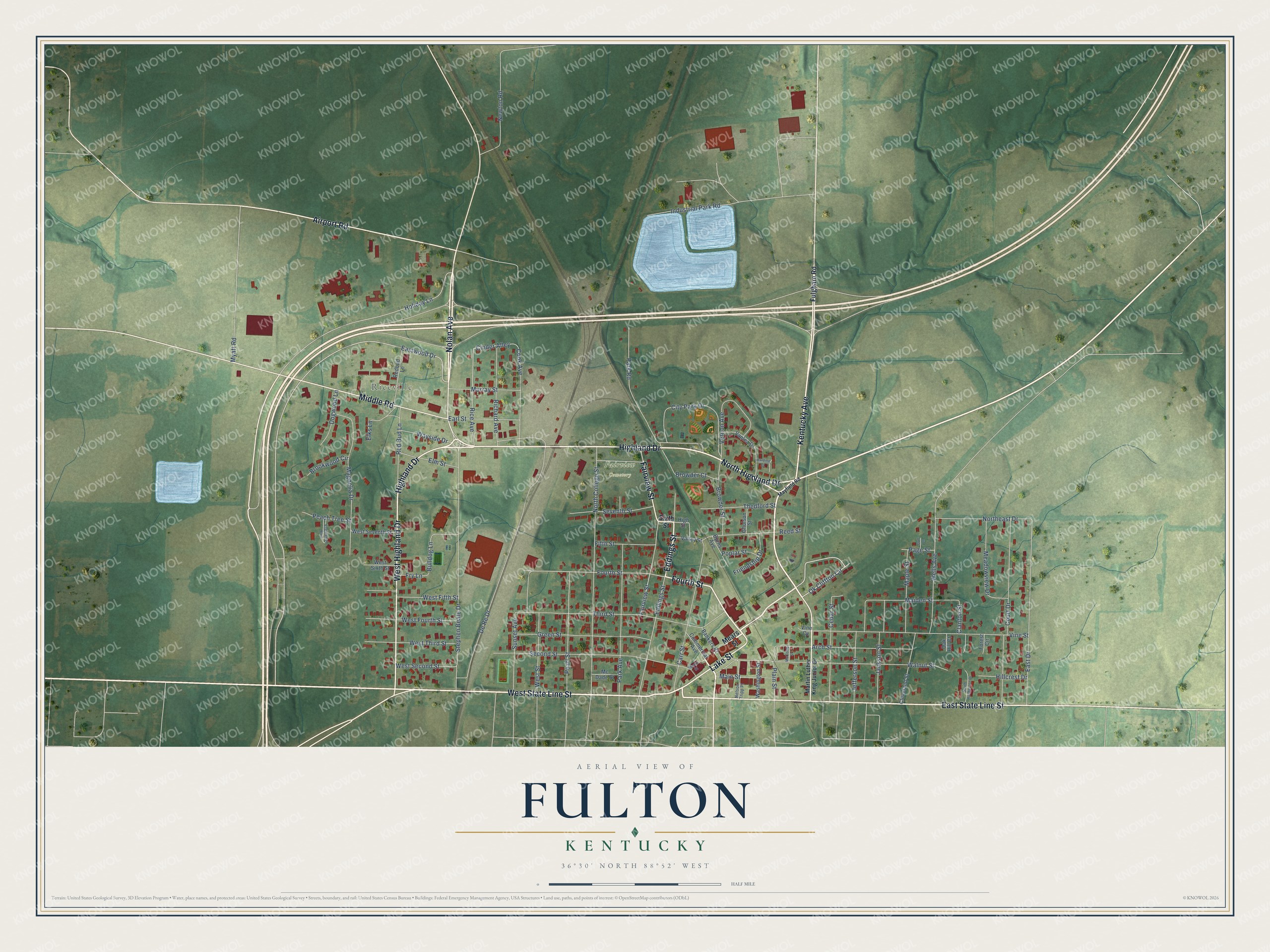 Watermarked full-map preview of Fulton, Kentucky