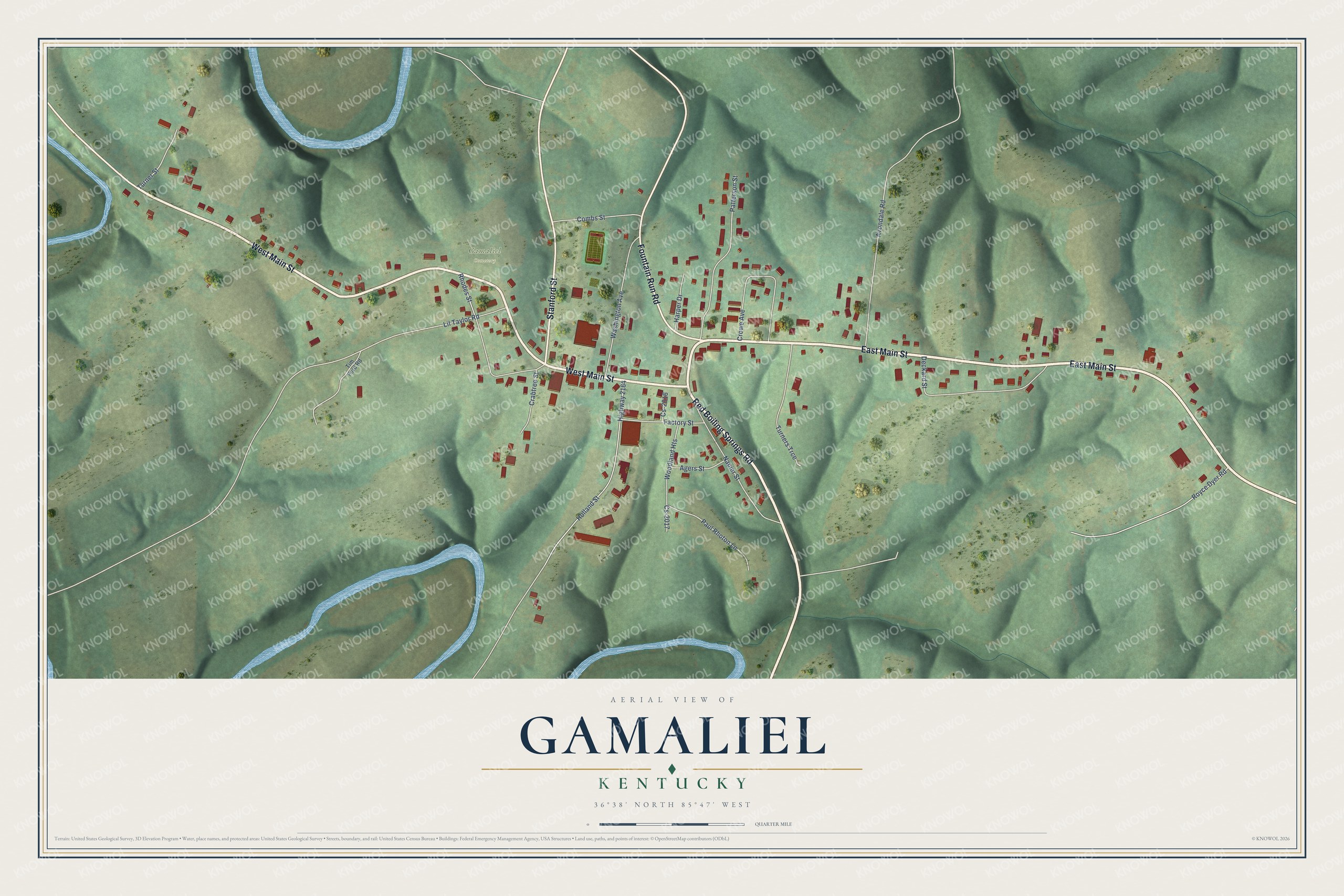 Watermarked full-map preview of Gamaliel, Kentucky