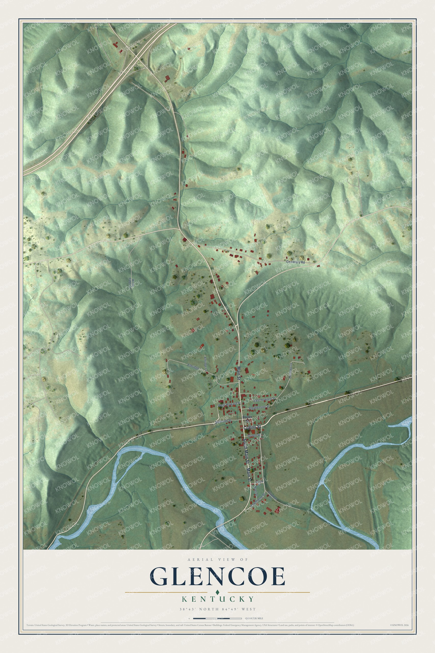 Watermarked full-map preview of Glencoe, Kentucky