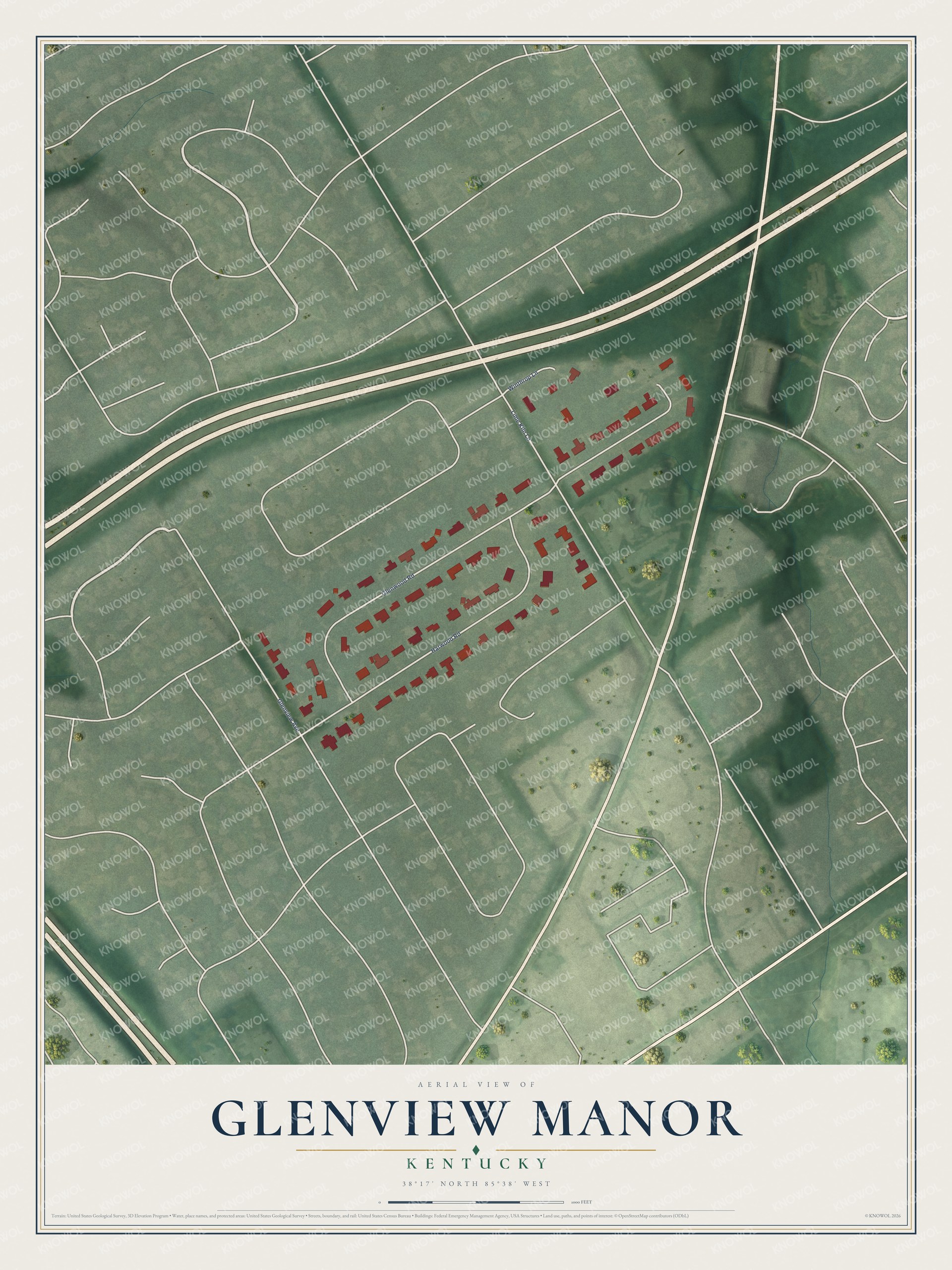 Watermarked full-map preview of Glenview Manor, Kentucky