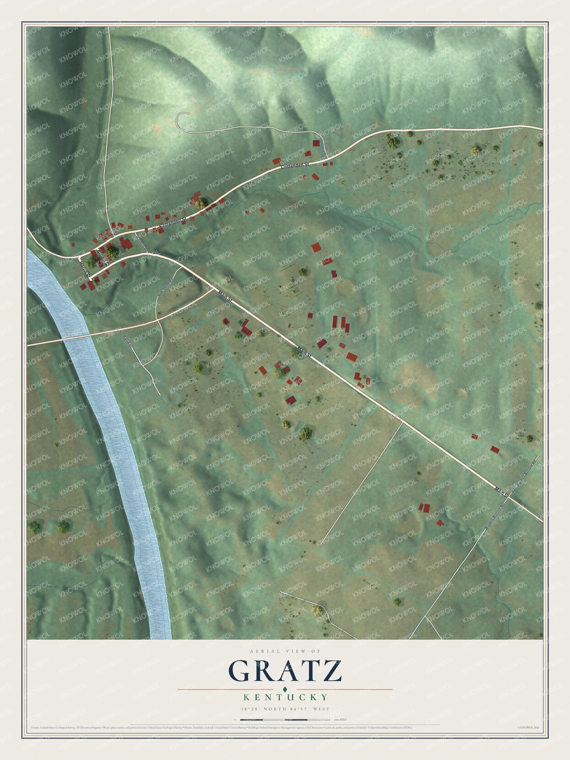Watermarked full-map preview of Gratz, Kentucky